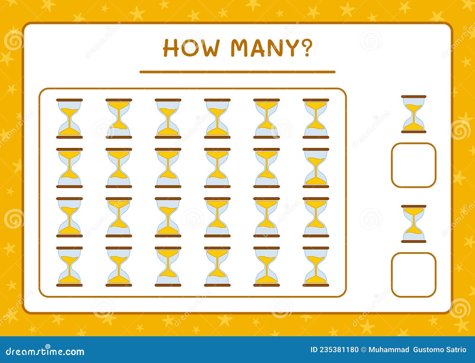 How Many Hourglass, Game for Children. Vector Illustration Stock Vector
