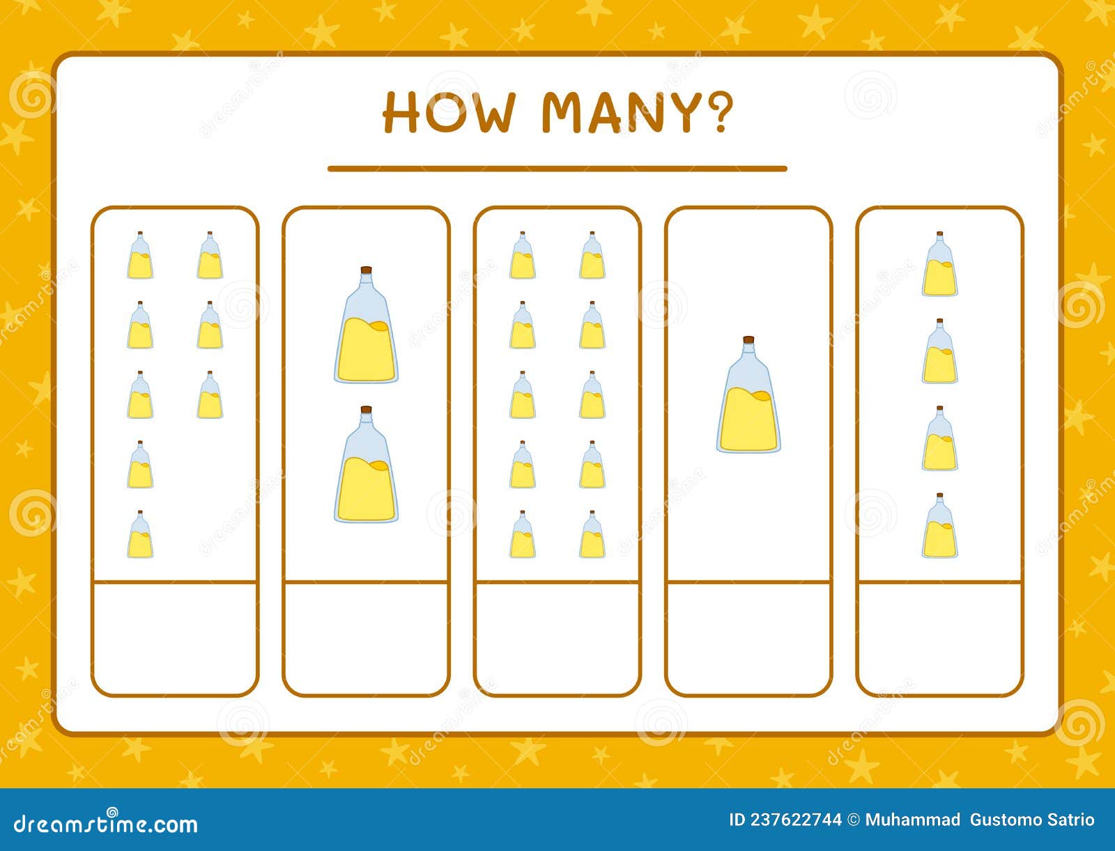 How Many Potion Bottle, Game for Children. Vector Illustration Stock