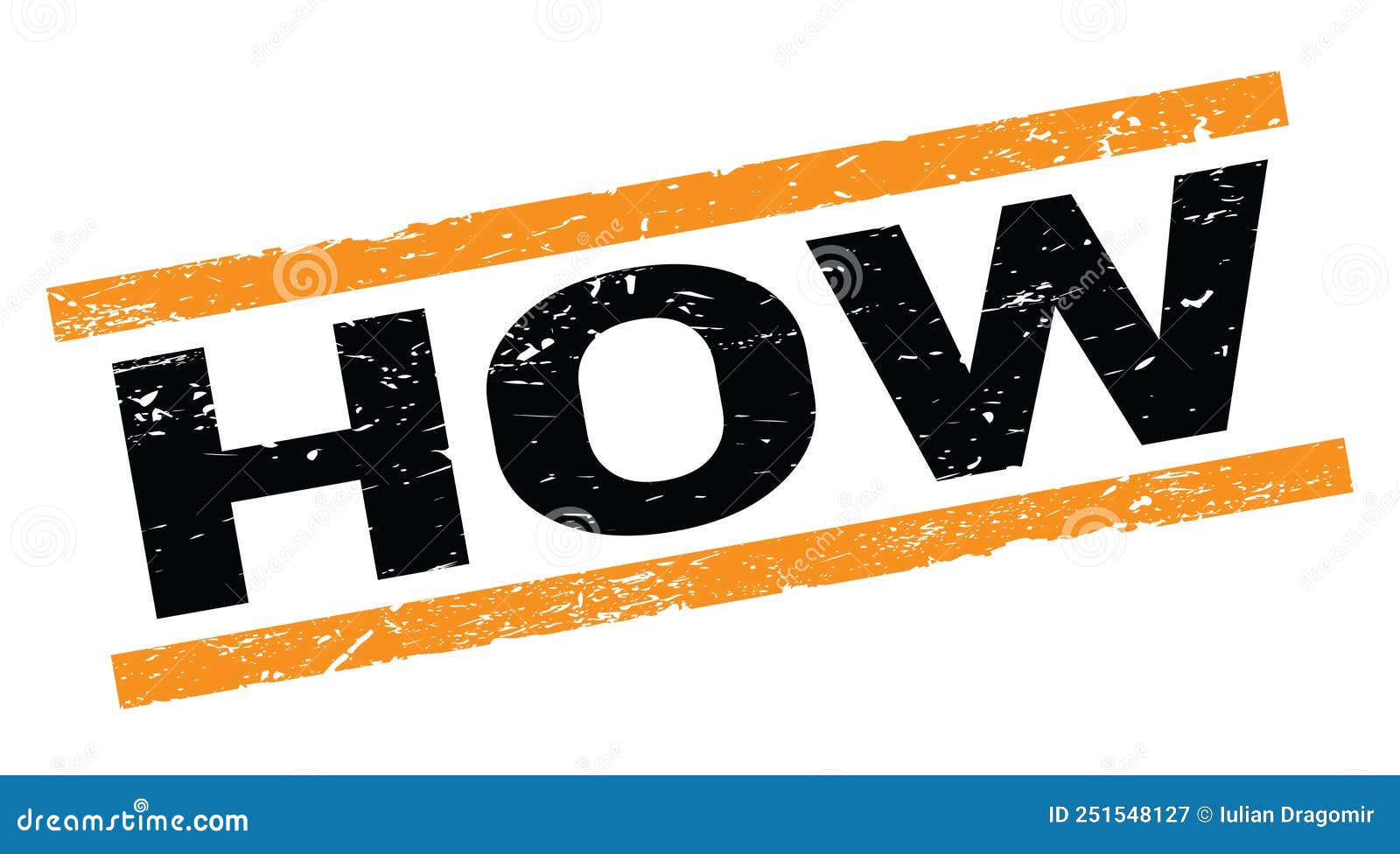 HOW Text on Orange Rectangle Stamp Sign Stock Illustration