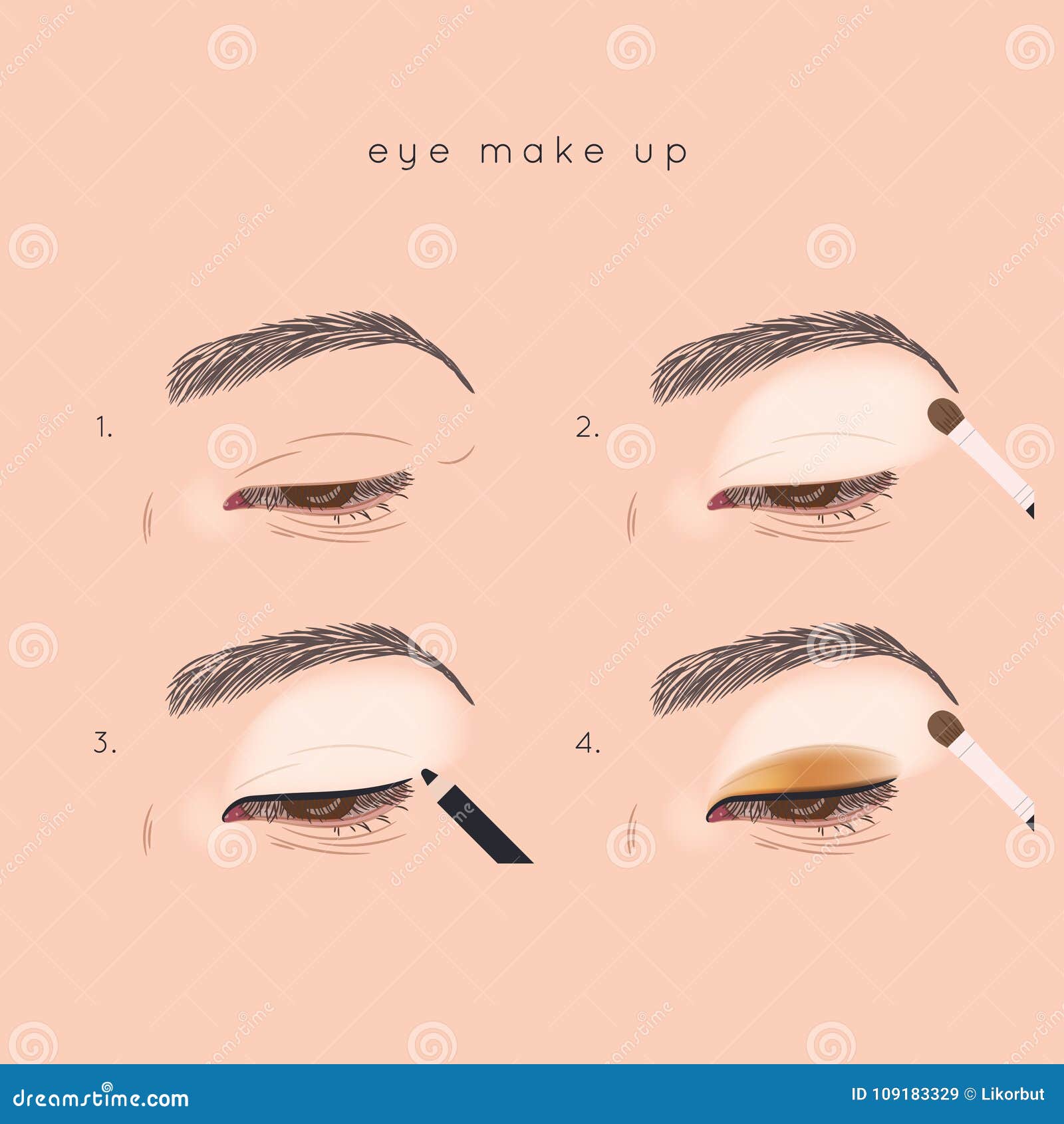 Eye Make Up Tutorial How To Apply Eyeshadow Stock Vector