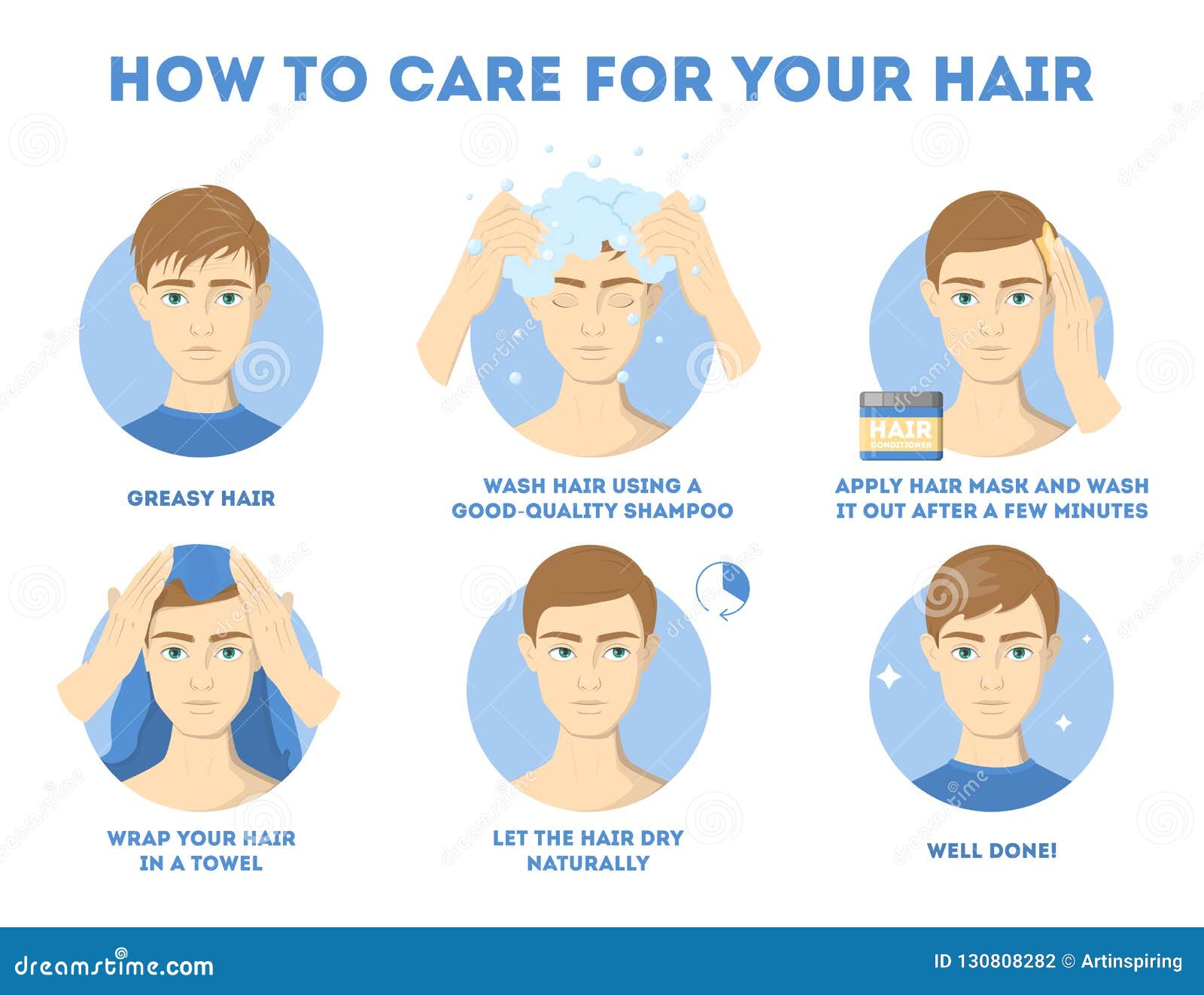 How To Care for Your Hair Instruction. Stock Vector - Illustration of  health, foam: 130808282