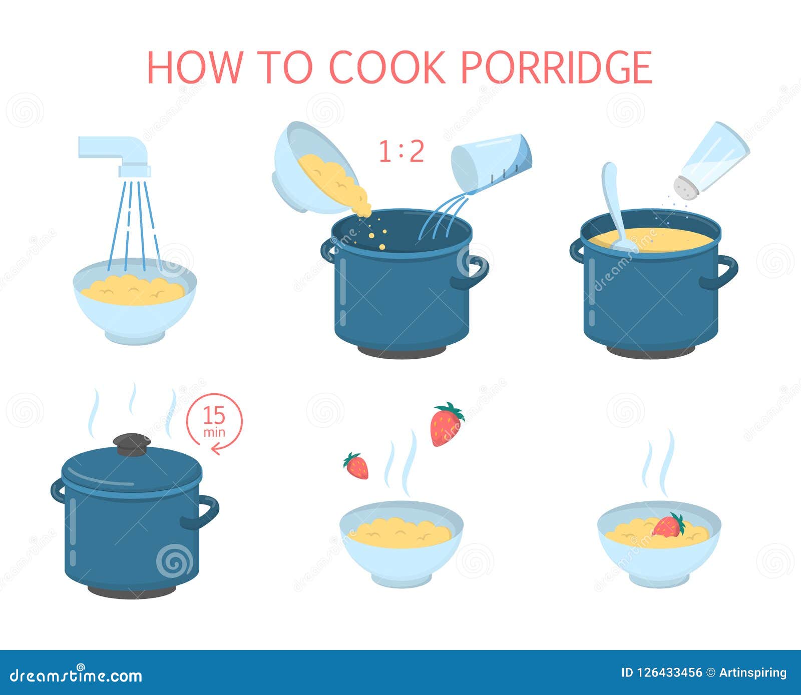 How To Cook Tasty Delicious Porridge Instruction Stock Vector ...