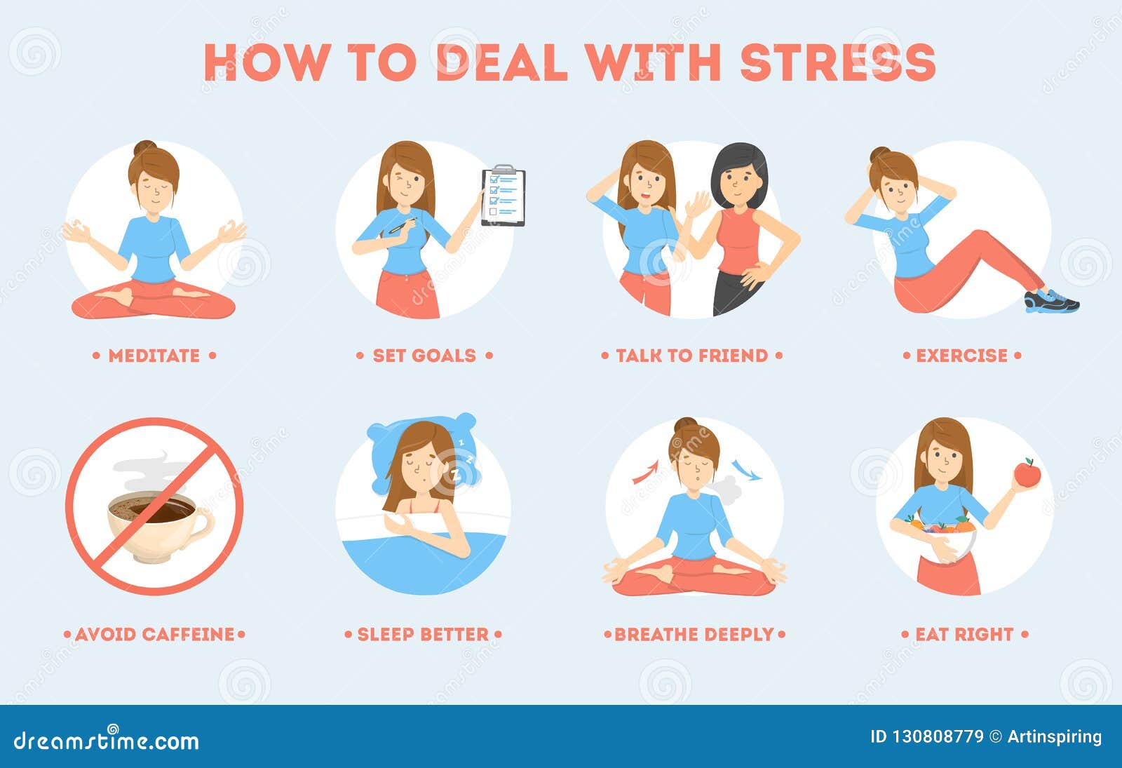 How To Deal with Stress Guide. Depression Reduce Stock Vector - Illustration of management, laugh: 130808779