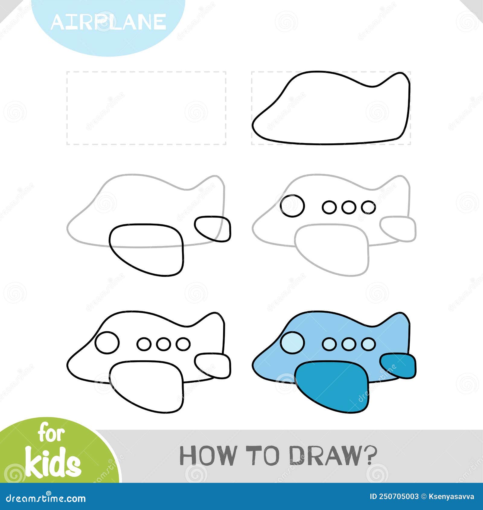 How To Draw Airplane for Children. Step by Step Drawing Tutorial Stock ...