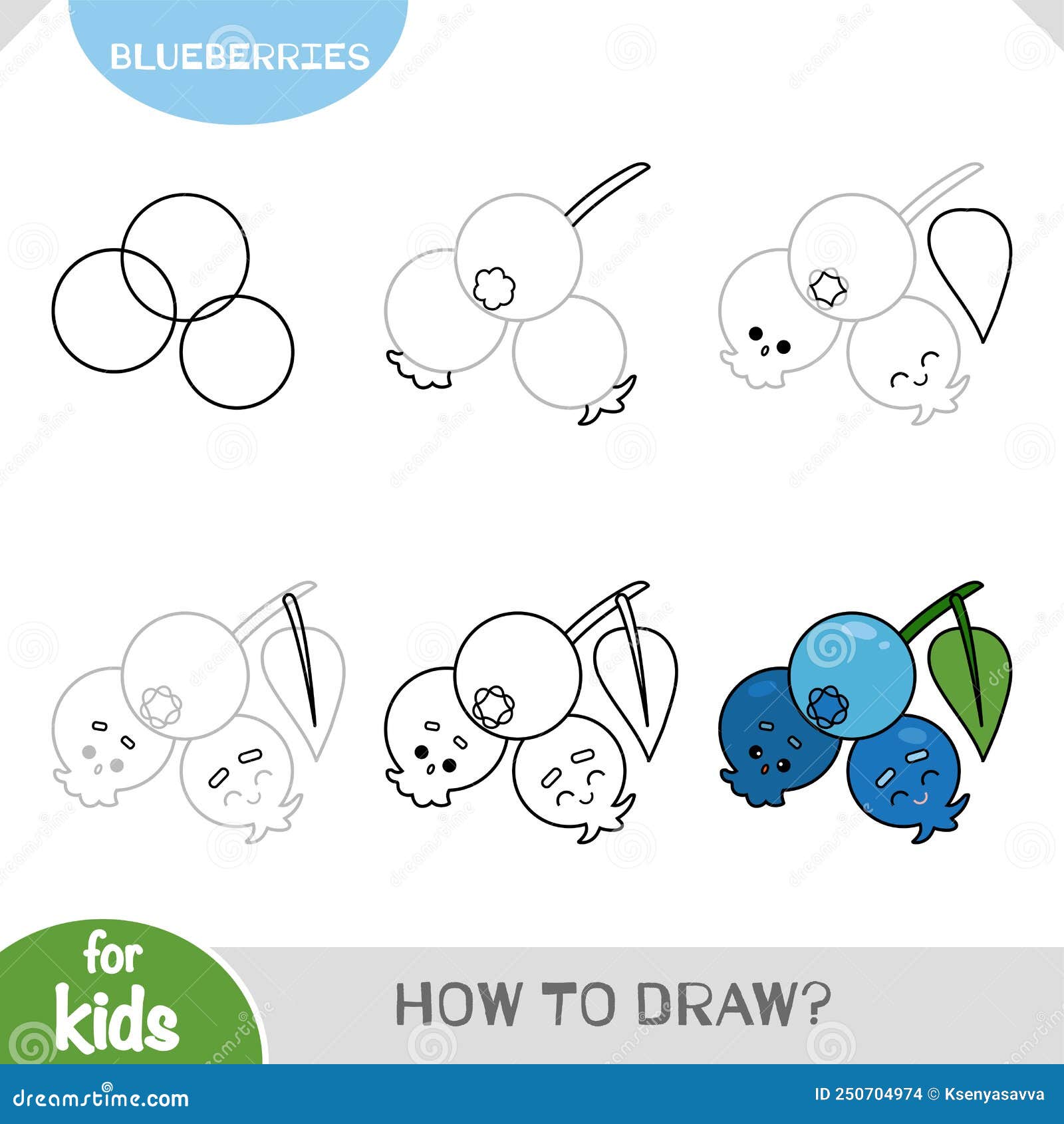 How To Draw Blueberries for Children. Step by Step Drawing Tutorial