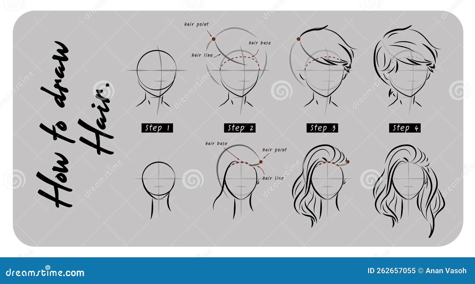 how to draw realistic boy hair step by step