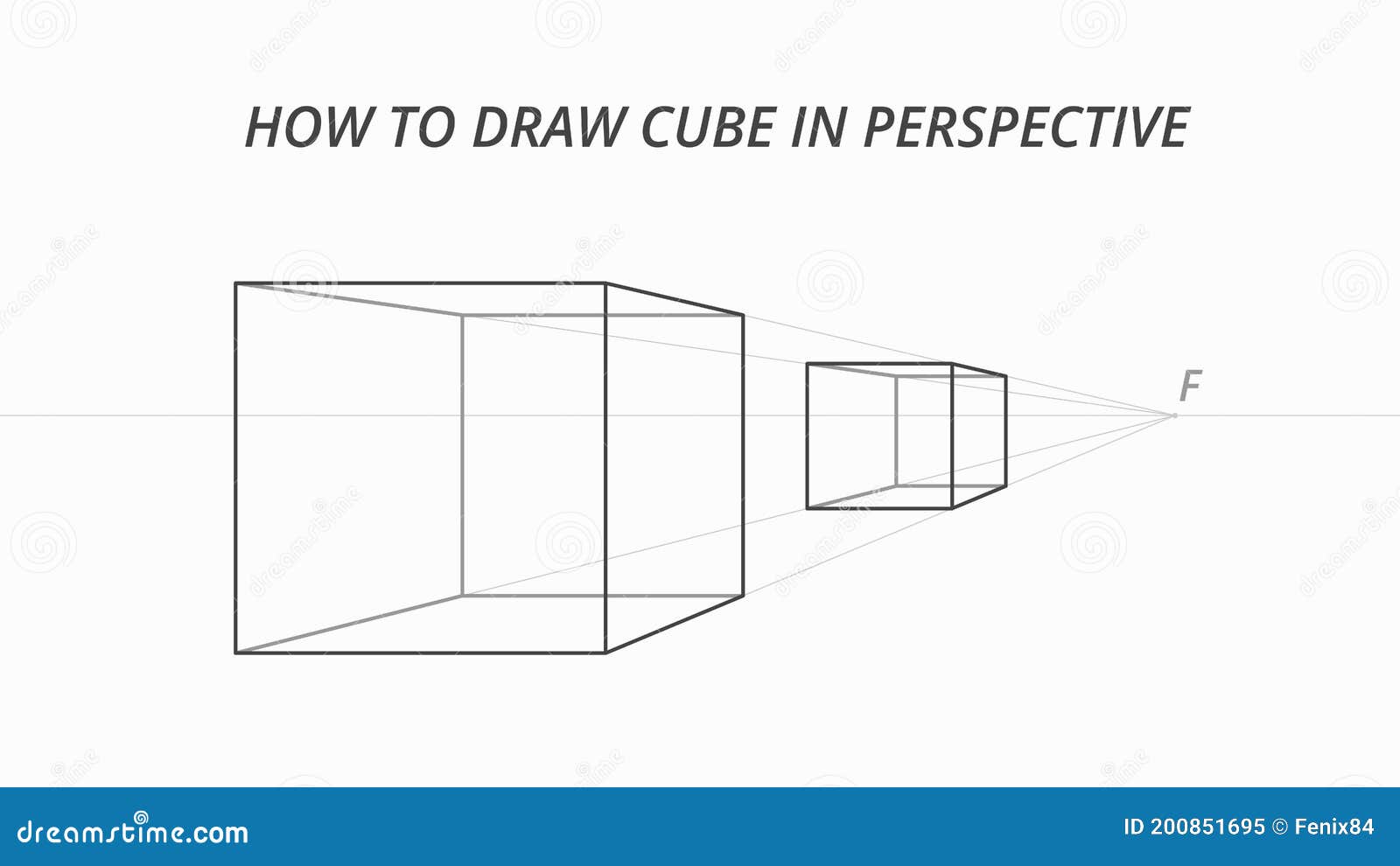 how to draw cube in perspective. 3d cube drawing process