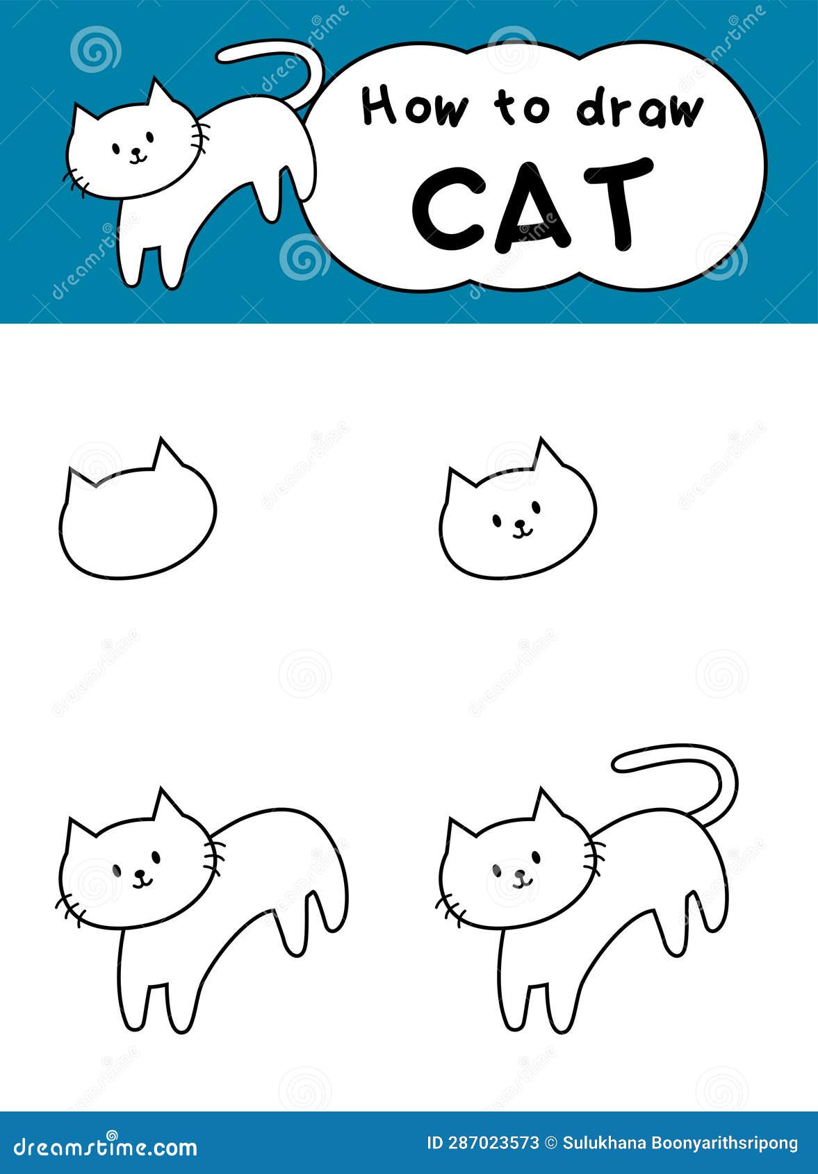 Step By Step How To Draw A Cat For Kids Step By Step How To Draw A Cat For Kids