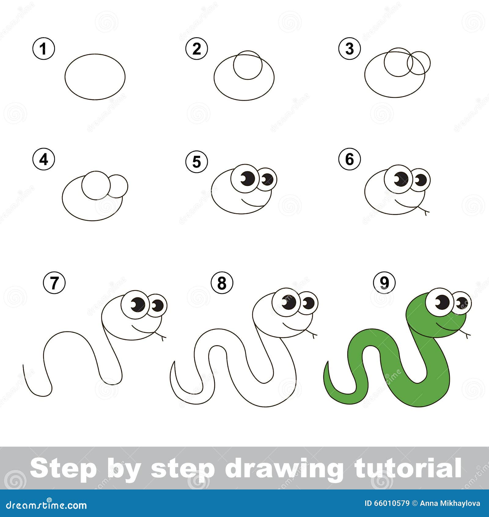 how to draw a green snake
