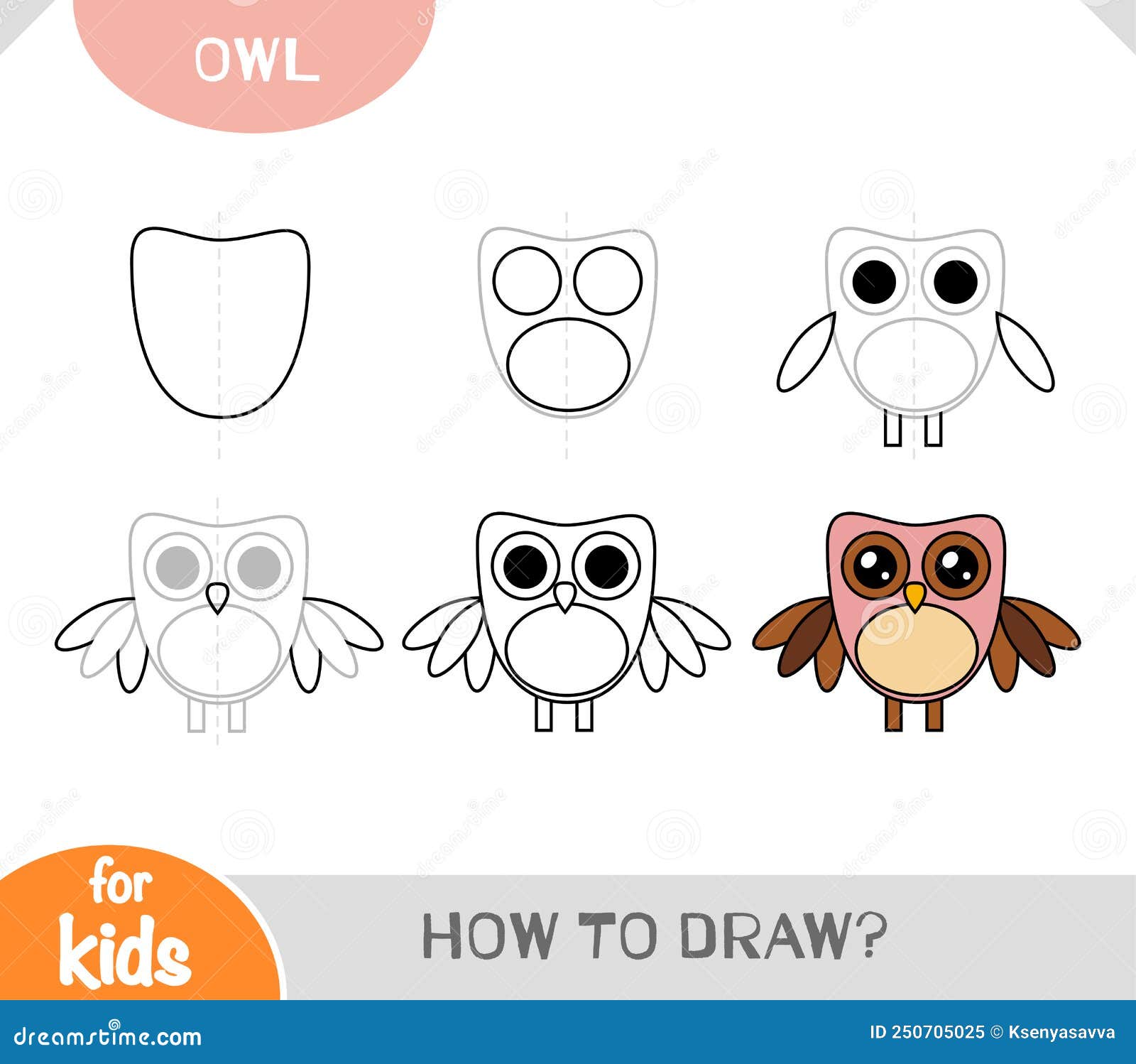 how to draw a cartoon owl step by step for kids