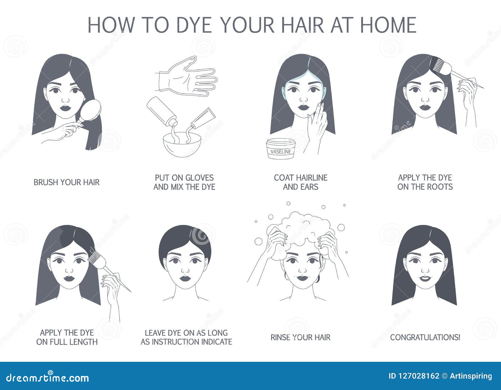 How To Dye Your Hair At Home Stock Vector - Illustration ...