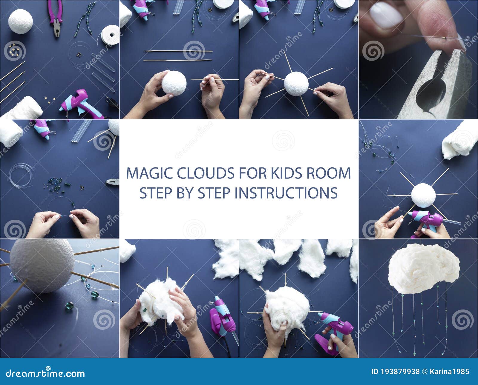 How To Make Cotton Clouds for Kids Room. Step by Step Instructions ...