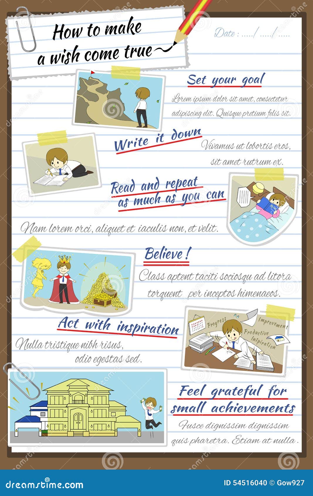 How To Make A Wish Come True Infographic Template Design In Note Stock