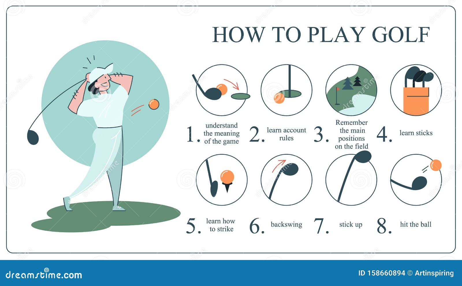 How to play golf guide for beginners stock vector illustration of