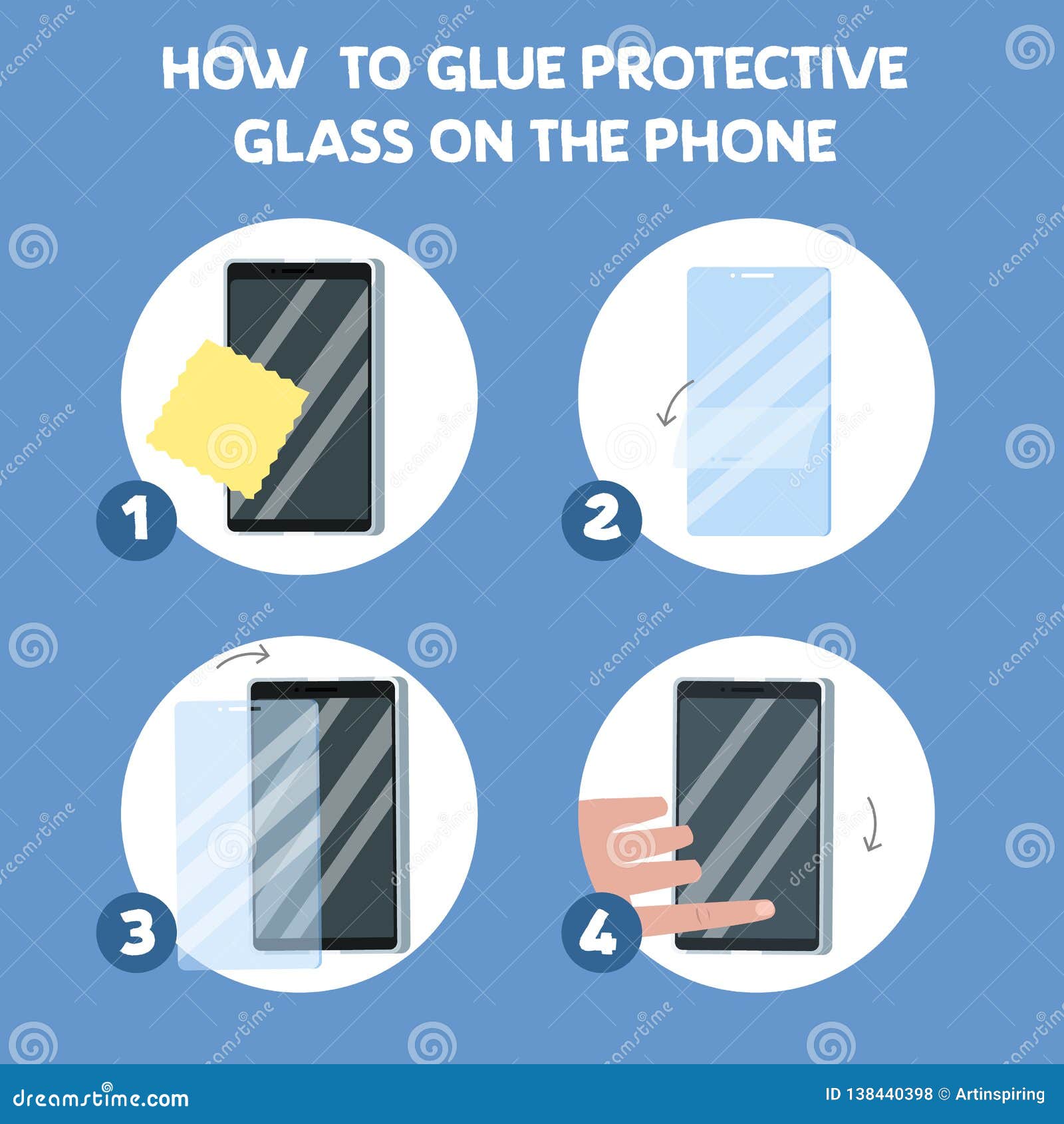How To Put a Screen Glass Protector Stock Vector Illustration of film