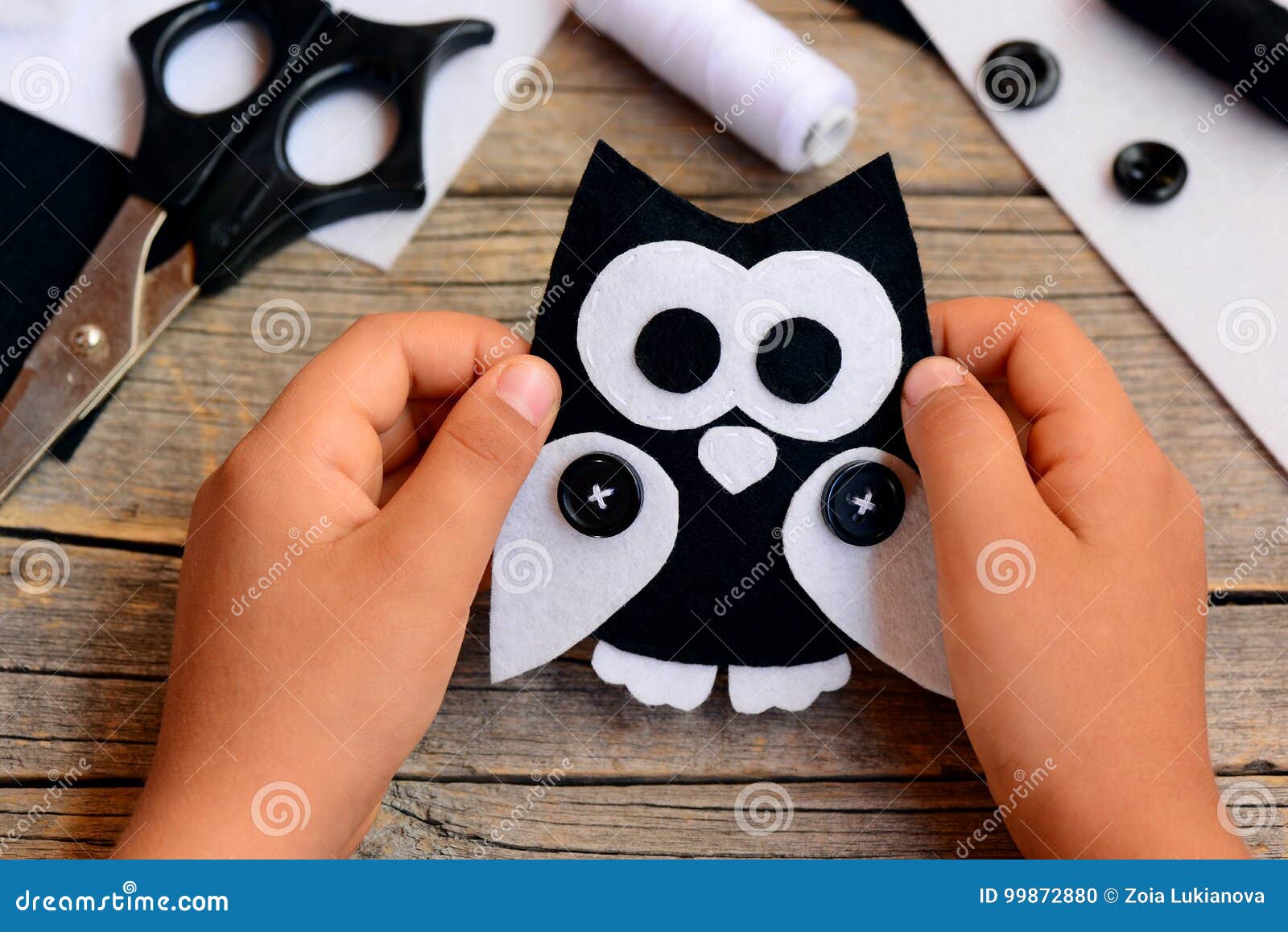 Child Made A Felt Owl Toy Child Holds A Felt Owl Crafts In