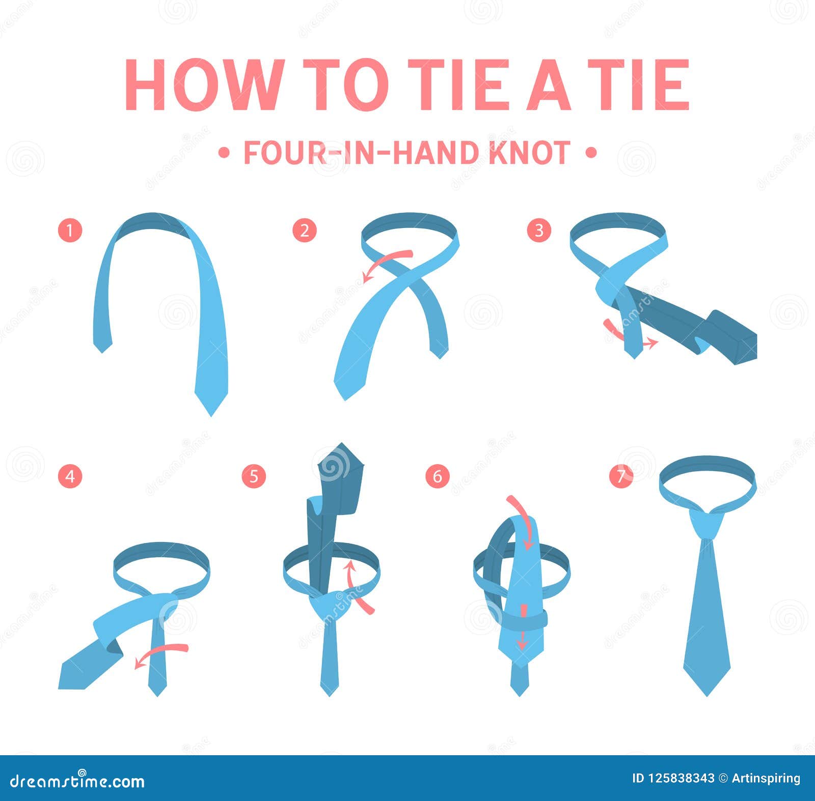 How To Tie a Four-in-hand Knot Tie Instruction. Stock Vector ...