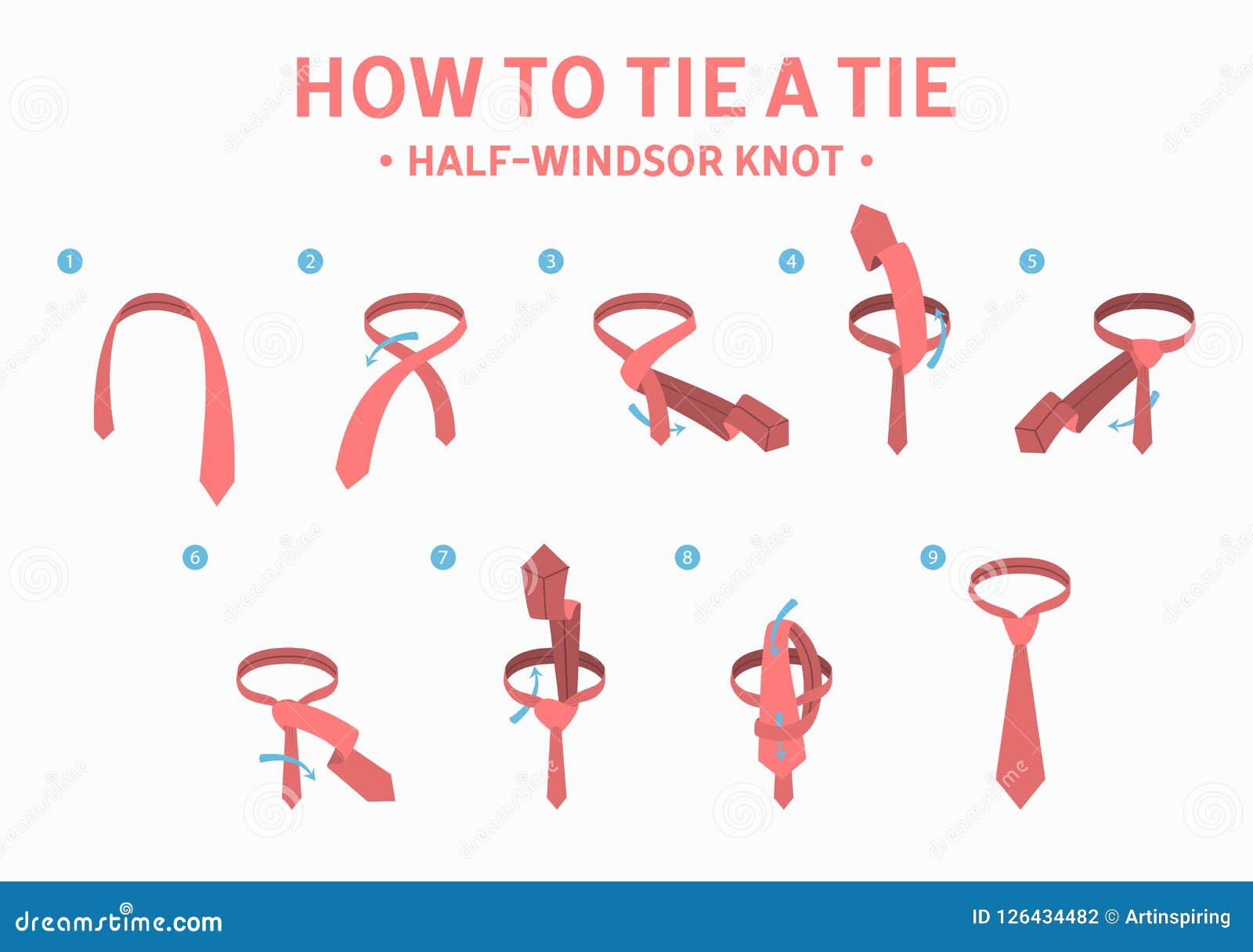 How To Tie A Half Windsor Knot Tie Instruction Stock Vector Illustration Of Clothing Four 126434482