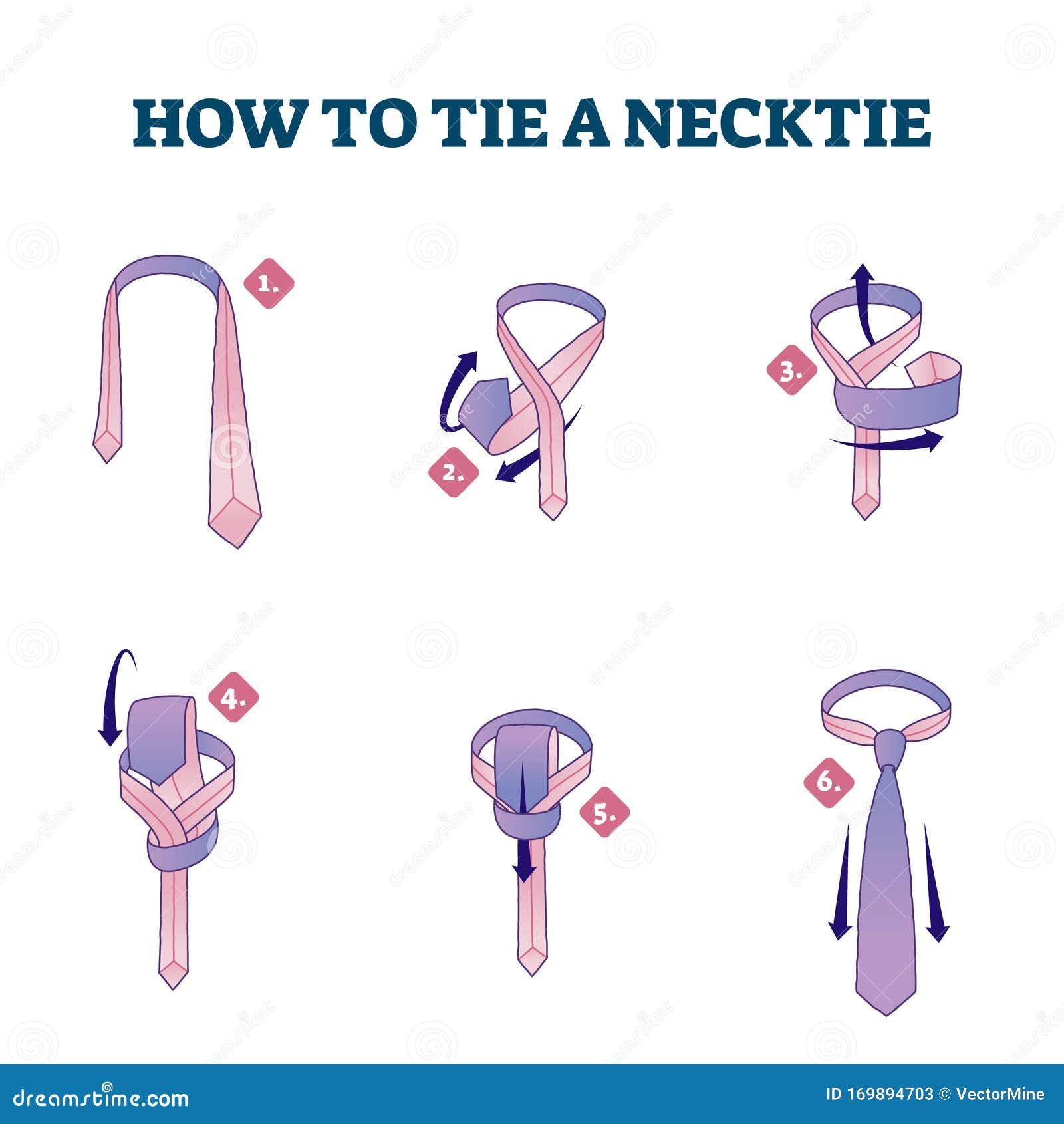 How To Tie a Necktie Explanation Steps Stock Vector - Illustration of ...