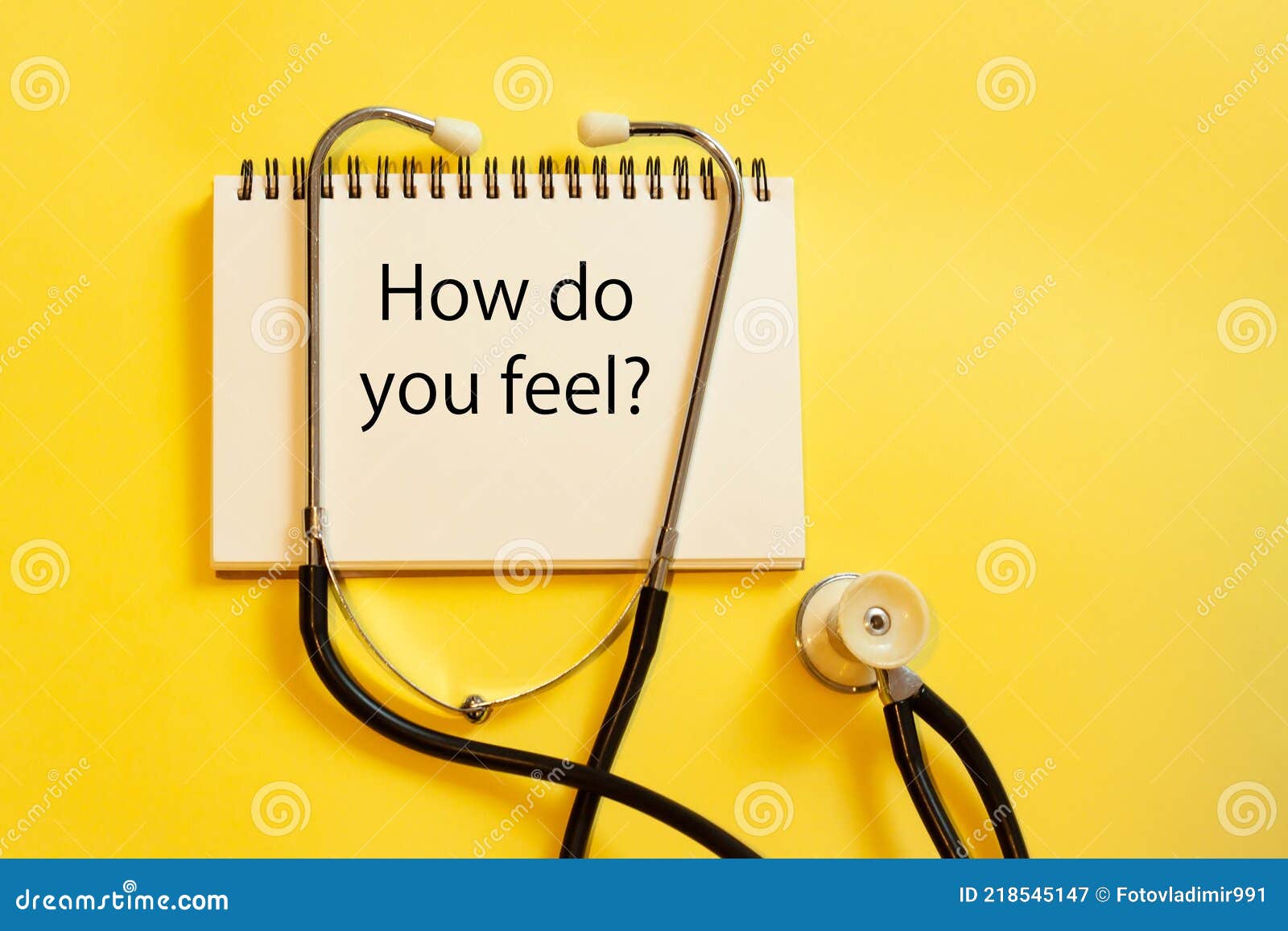 How are You Feeling? Medical Question on Paper. Yellow Medical Background with Statoscope Stock
