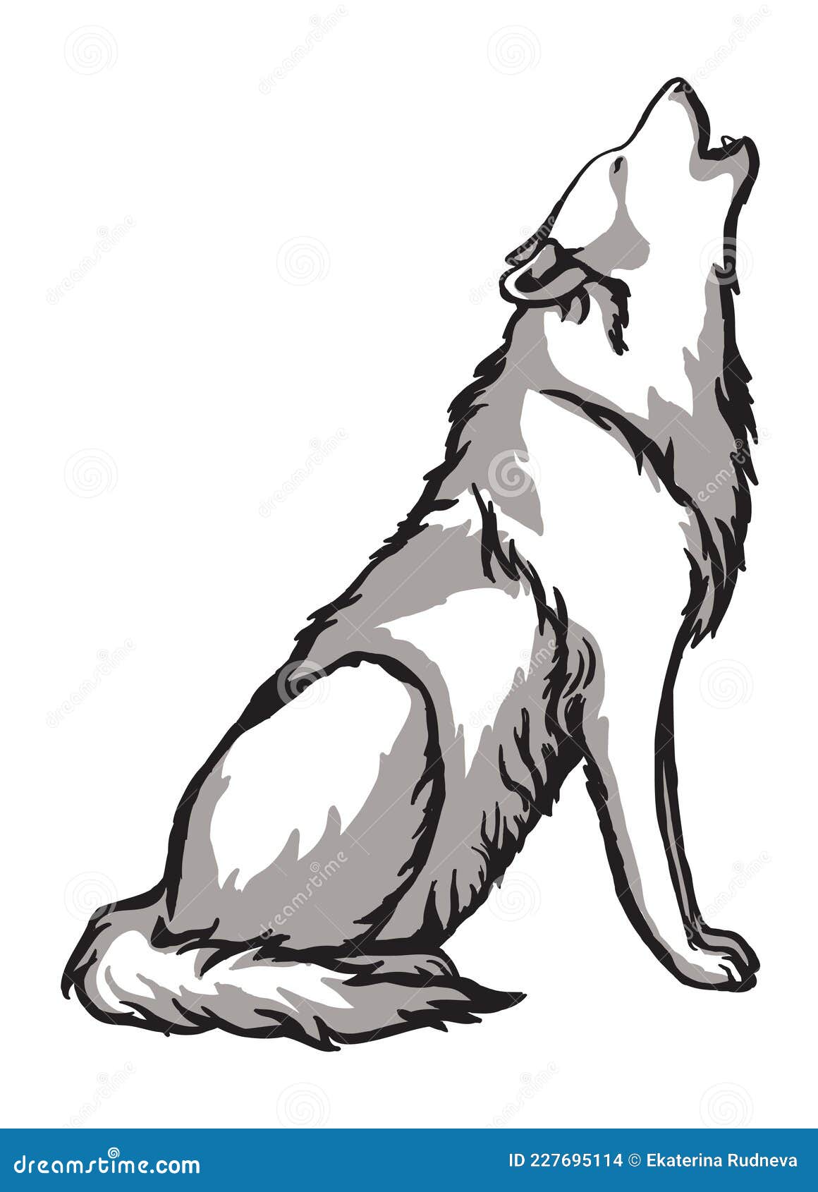 wolf black and white clipart