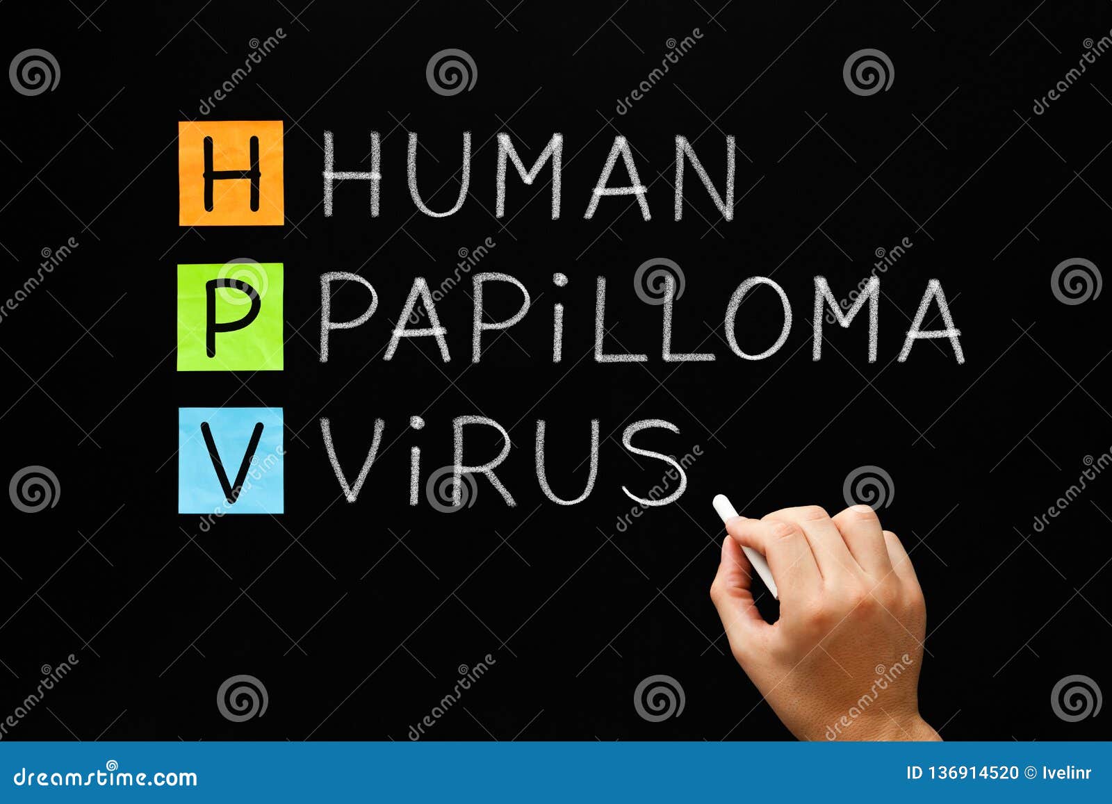hpv - human papilloma virus on blackboard