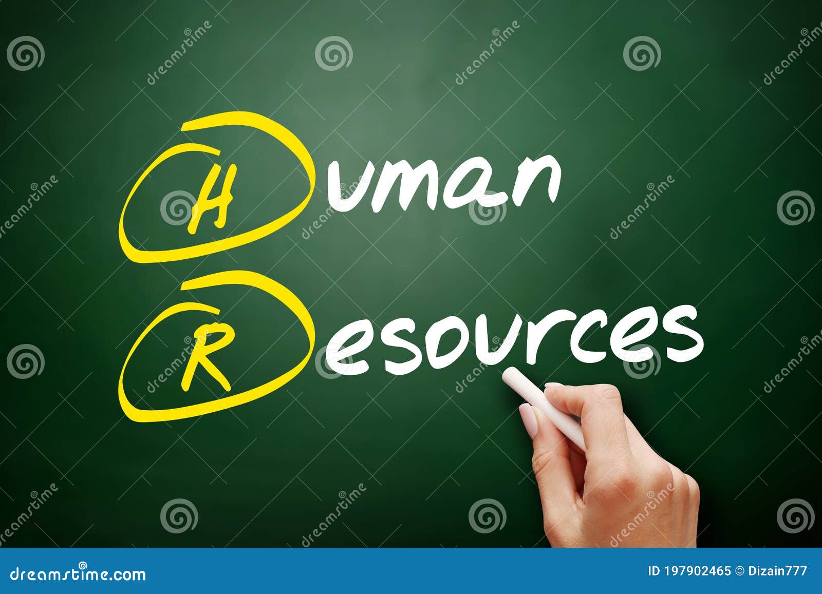 HR Human Resources Acronym, Business Concept on Blackboard Stock