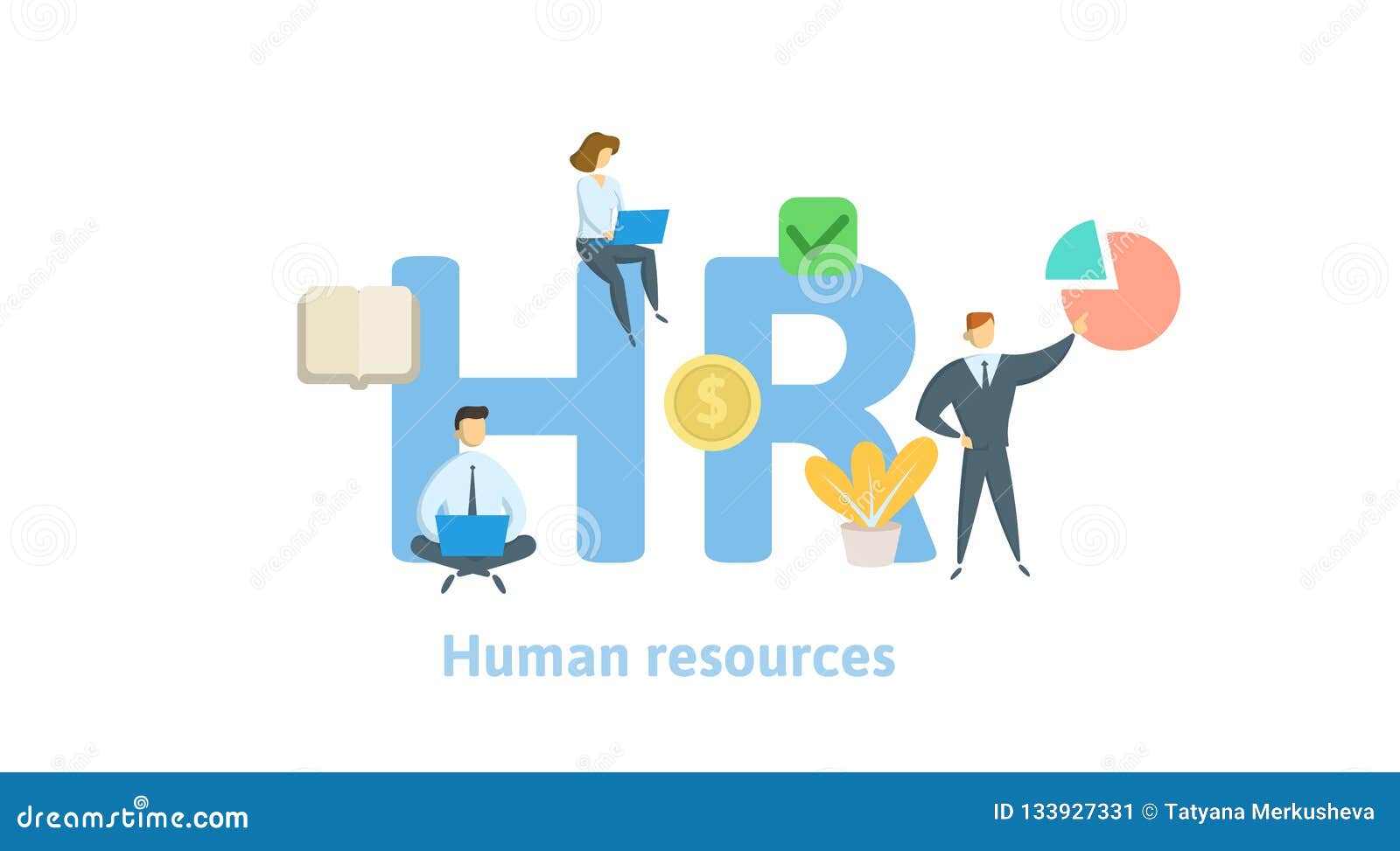Hr Human Resources Concept With Keywords Letters And Icons Flat