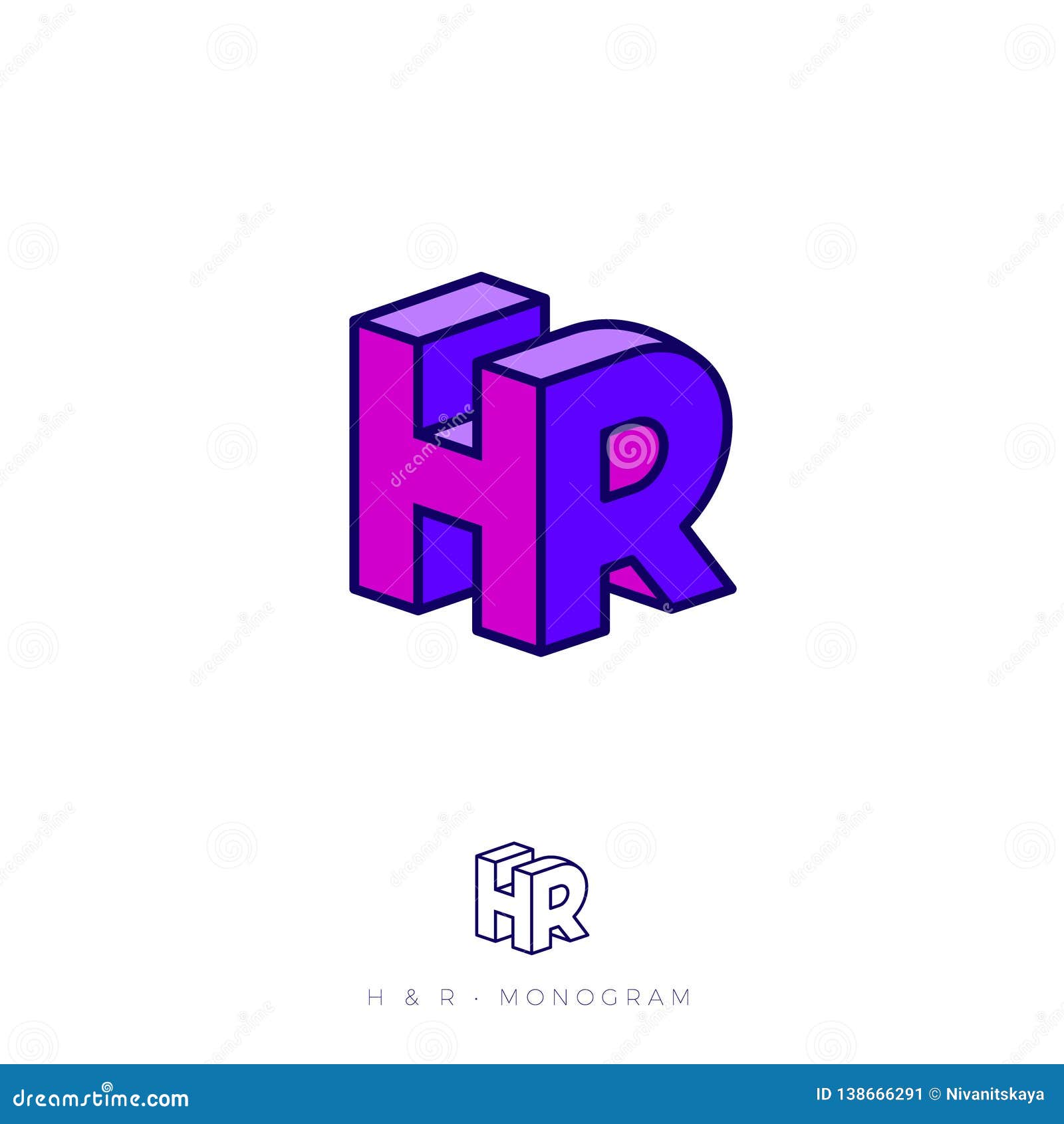 Hr Logo H And R Letters In Block Human Resources Logo Multi Colored Emblem Like 3d Stock Vector Illustration Of Employees Branding