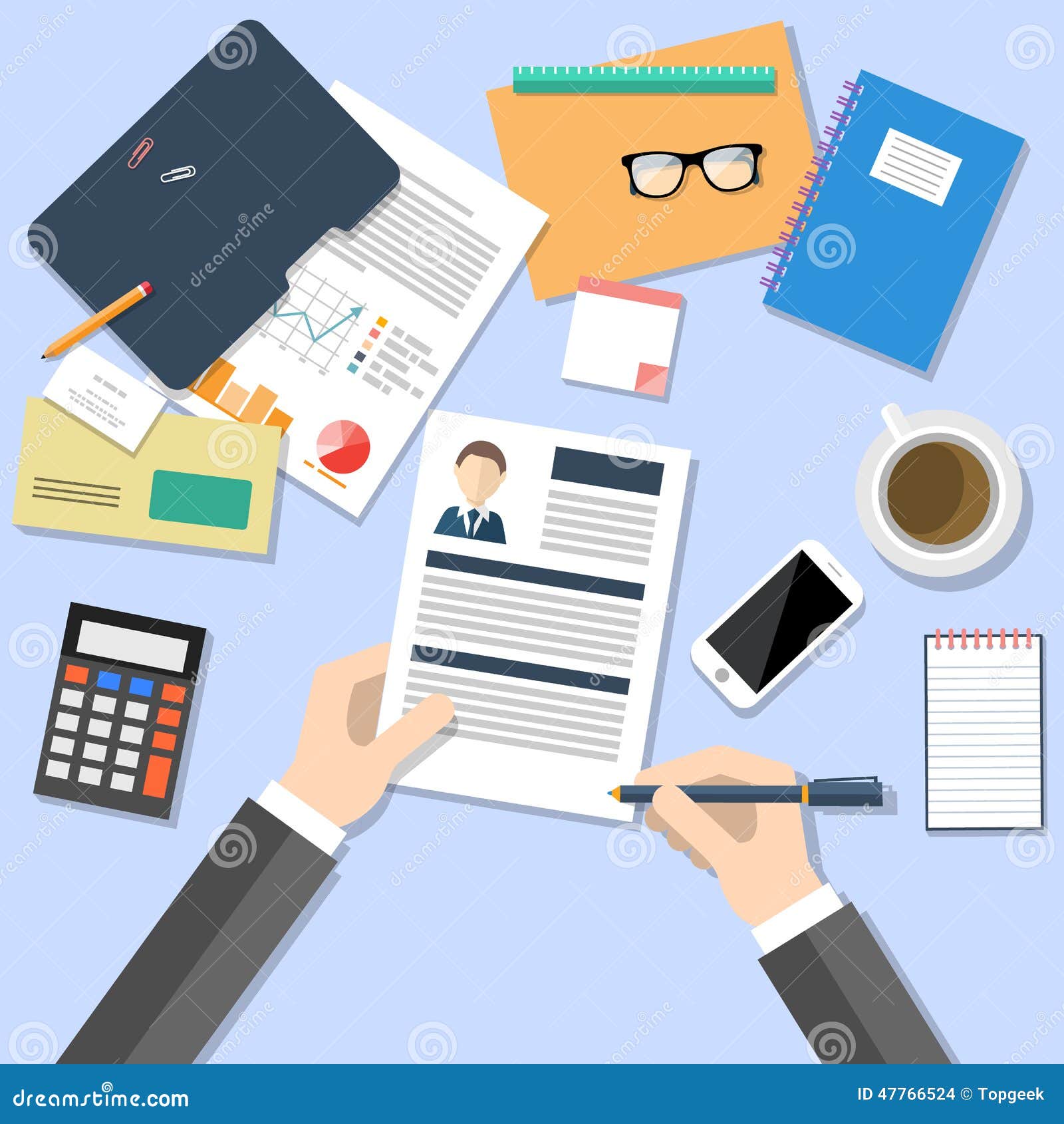 HR Manager Working With CV Concept Stock Vector 