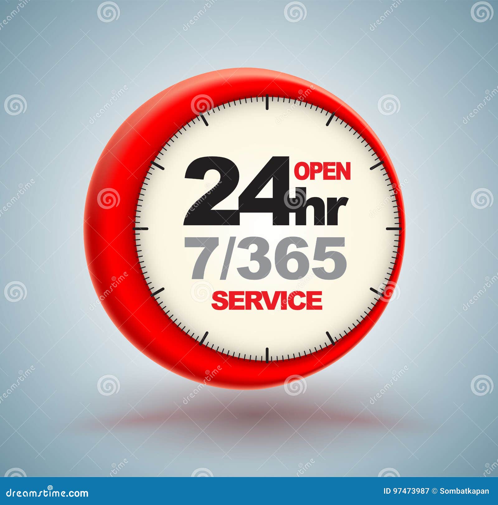 24hr services with clock stock vector. Illustration of commerce - 97473987