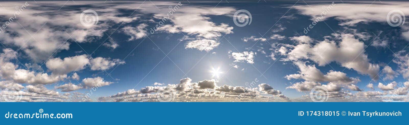 Panorama Hri 360 Do Céu Azul Com Lindas Nuvens Brancas. Panorama