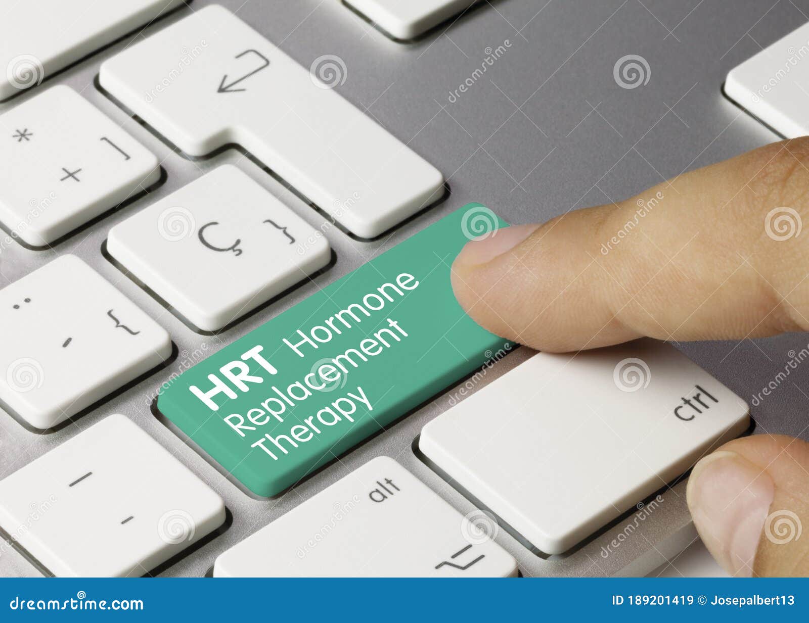 hrt hormone replacement therapy - inscription on green keyboard key