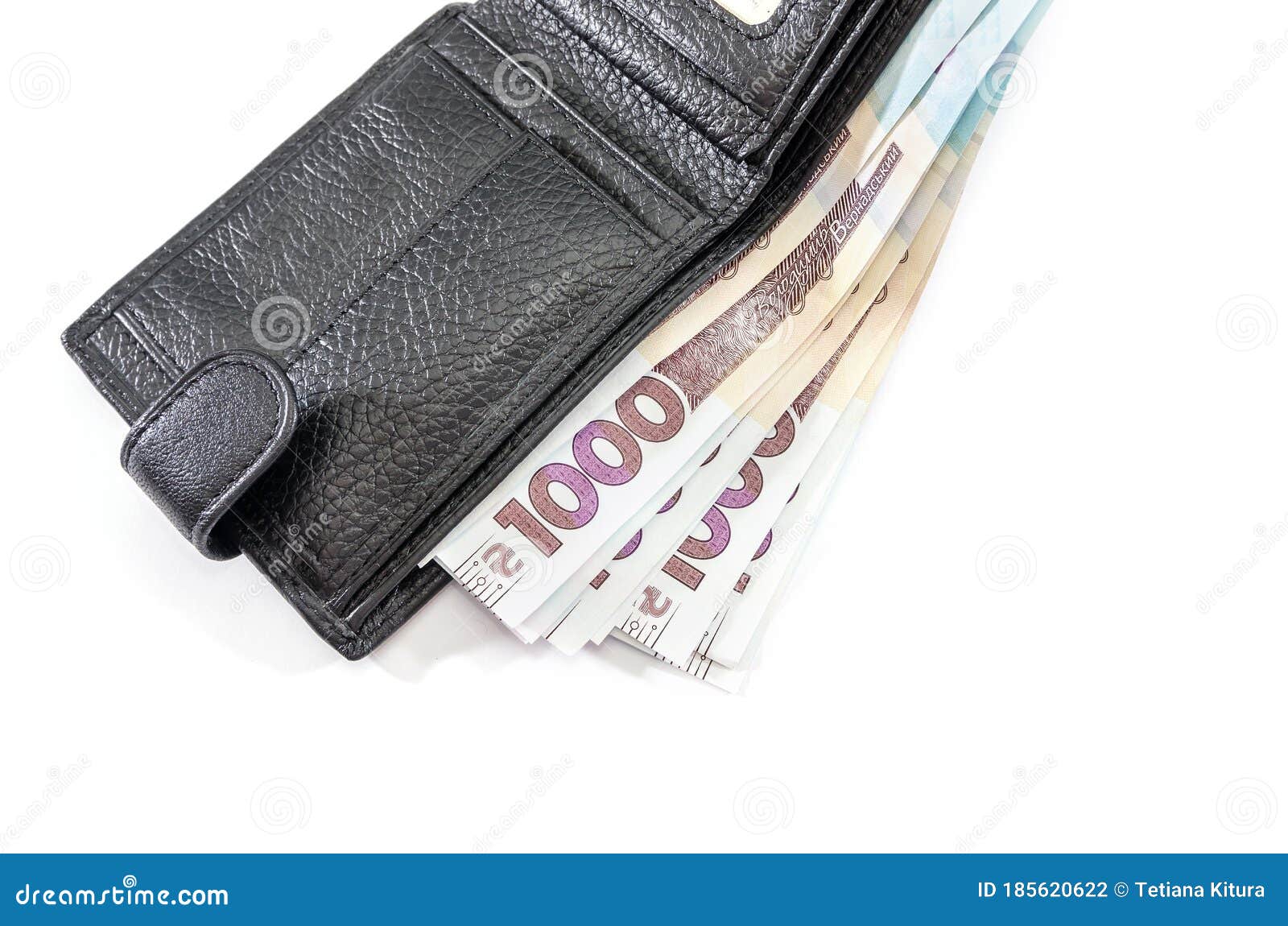 1000 Hryvnia In A Black Wallet On A White Background ...