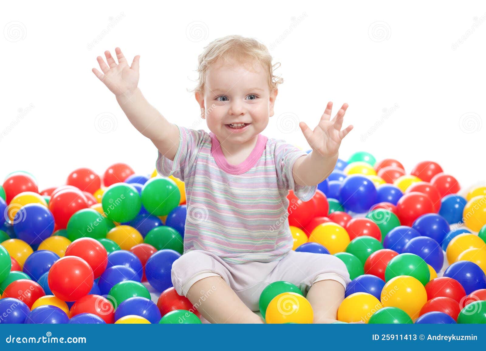 Hsppy Boy Playing Colorful Balls Stock Photos - Image: 25911413