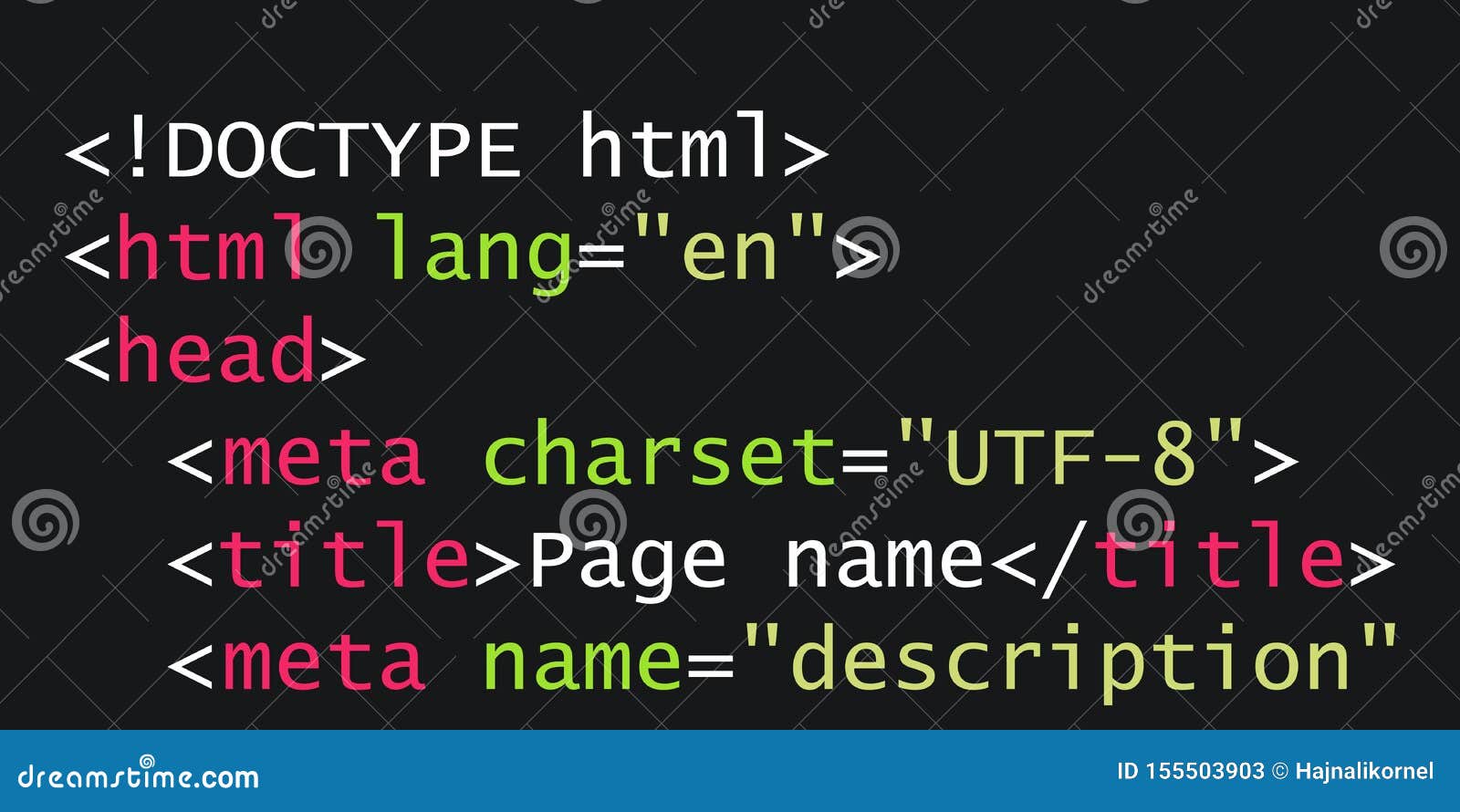 Html code in close-up view stock image. Image of language - 155503903