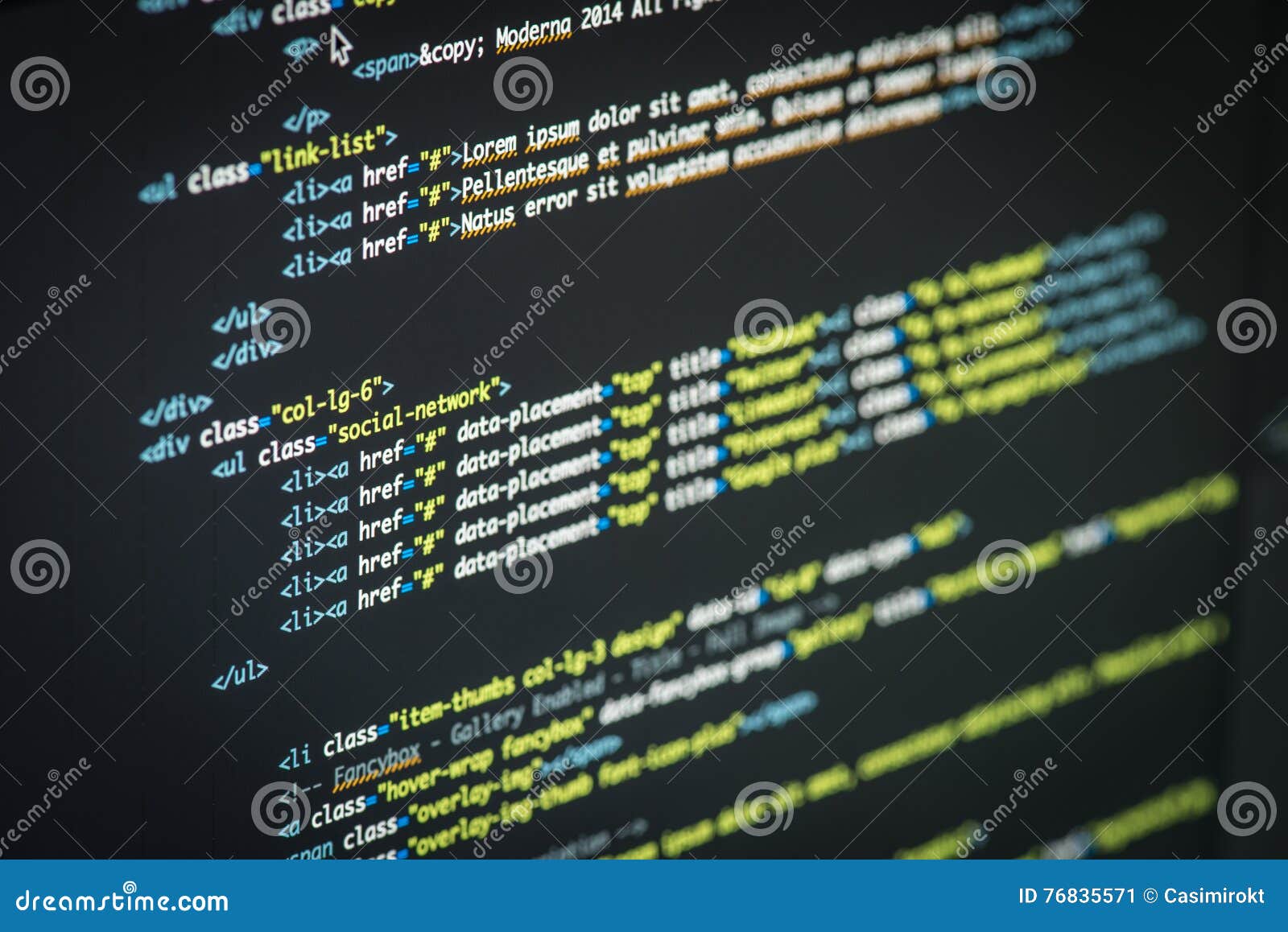 HTML and CSS code stock image. Image of closeup, internet - 76835571