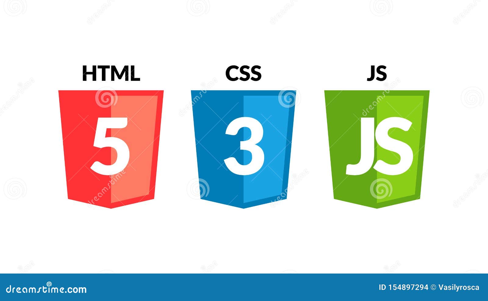 html5 css3 js icon set. web development logo icon set of html, css and javascript, programming 