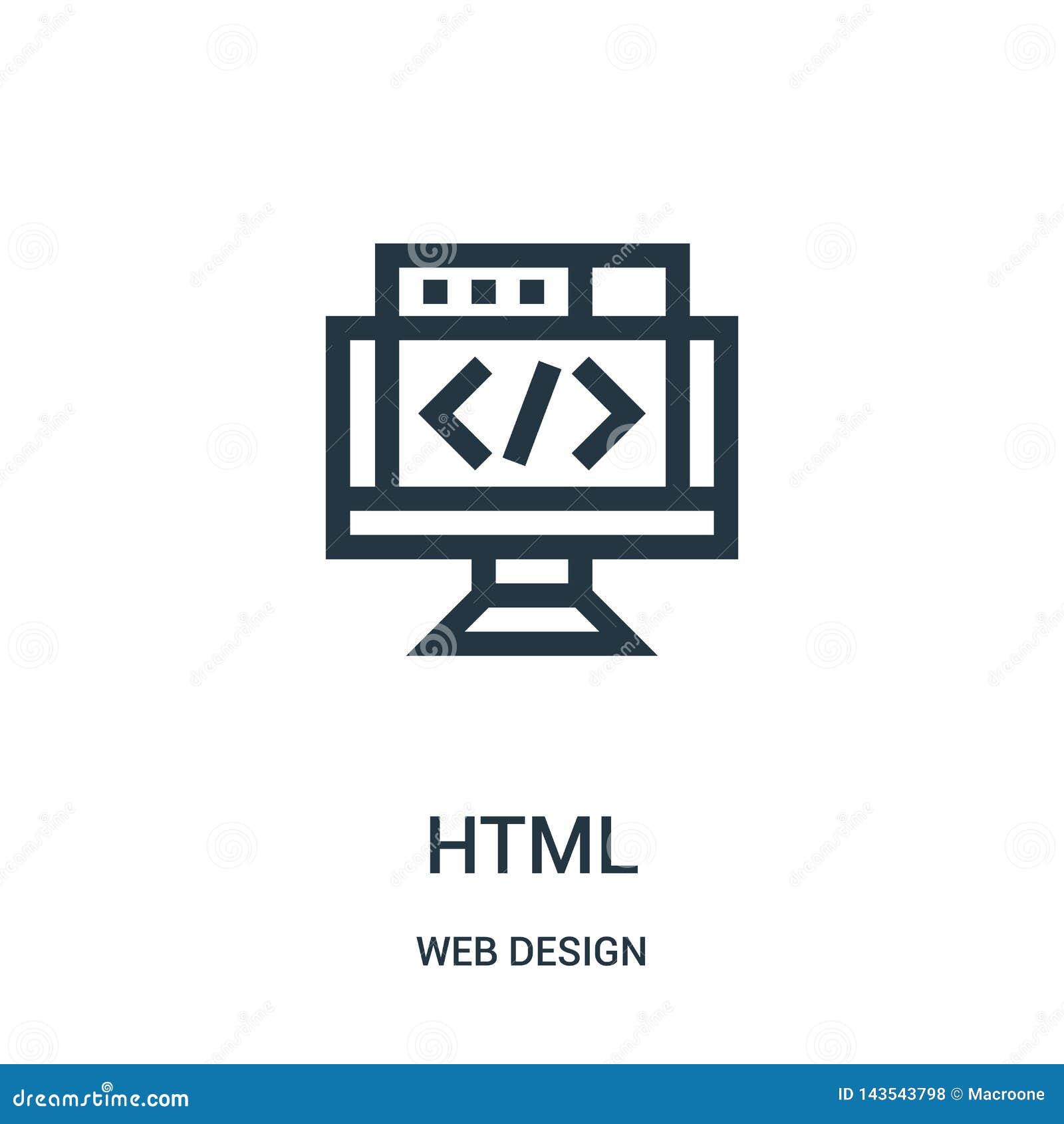 Download Html Icon Vector From Web Design Collection. Thin Line ...