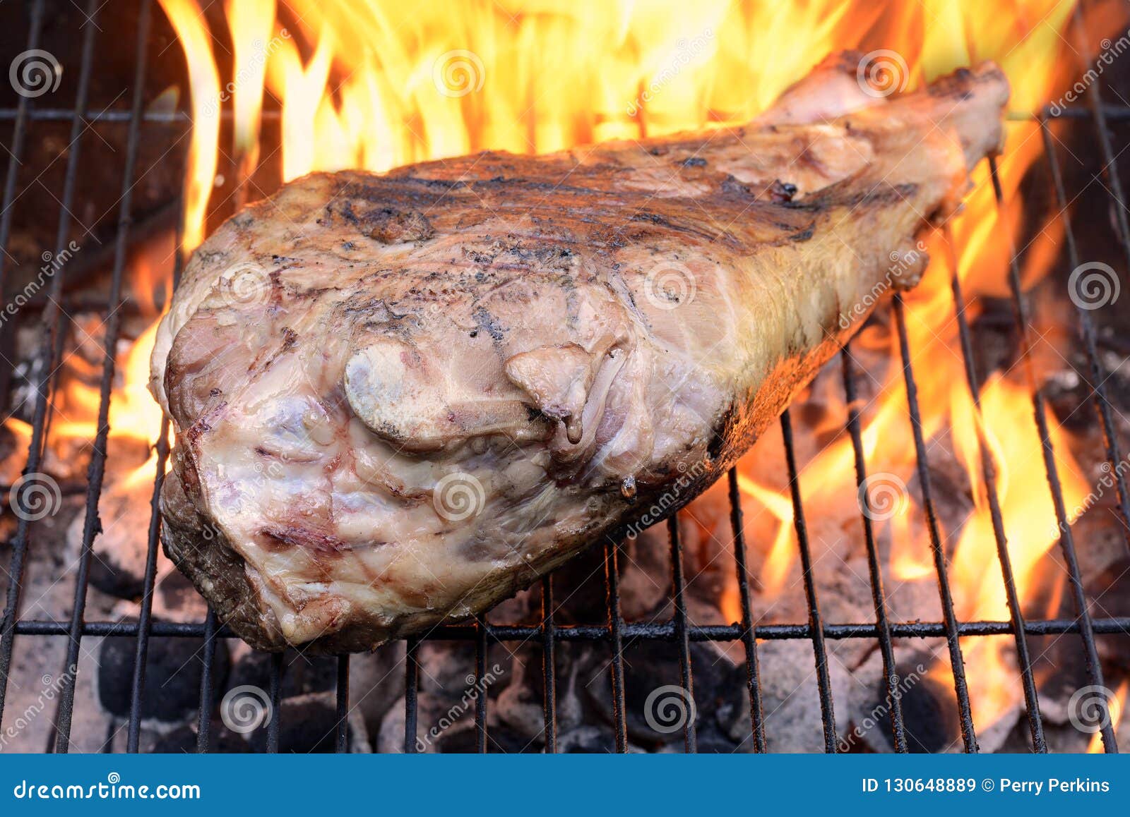 leg of lamb on grill