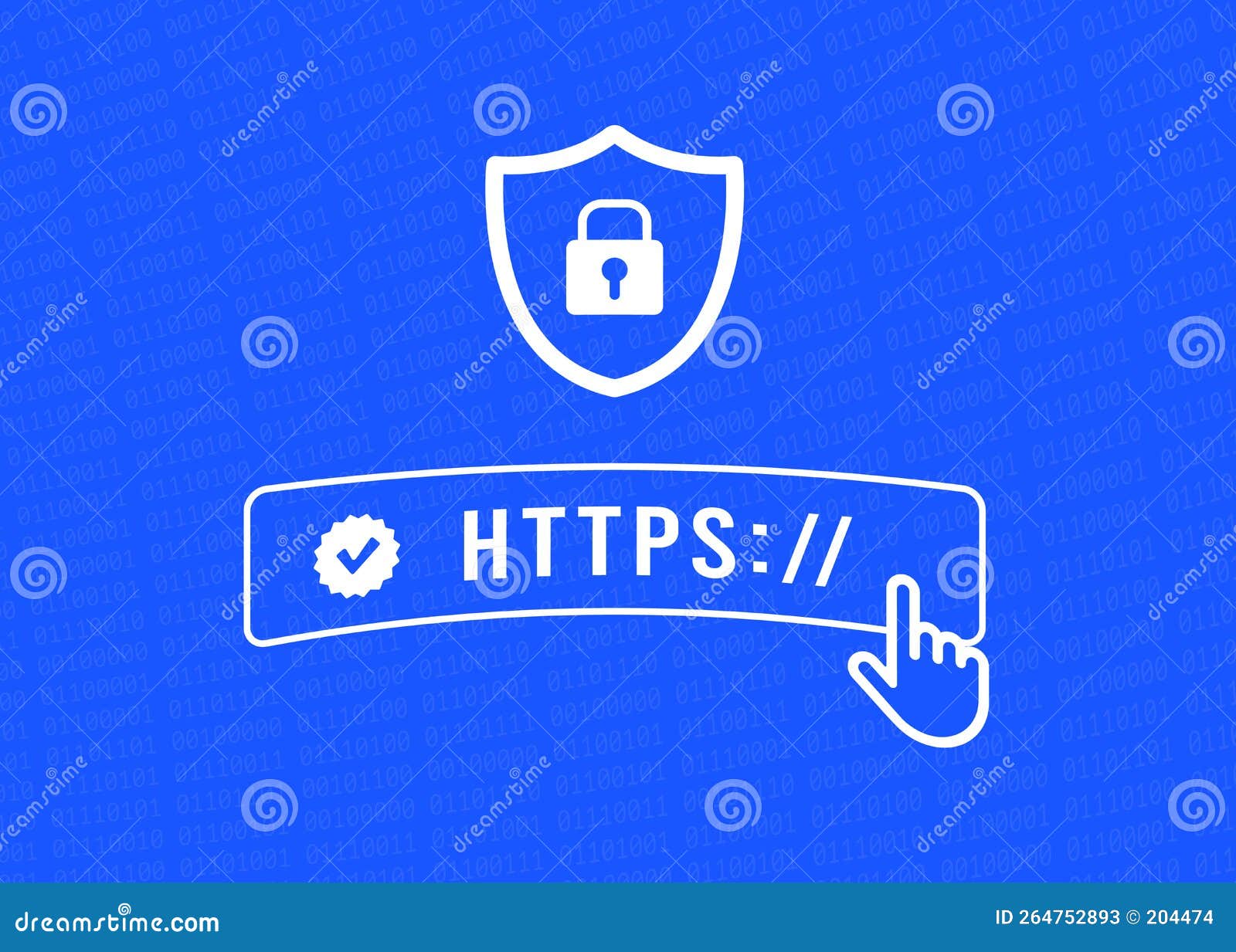 https hypertext transfer protocol secure concept. flat  outline   with blue background.