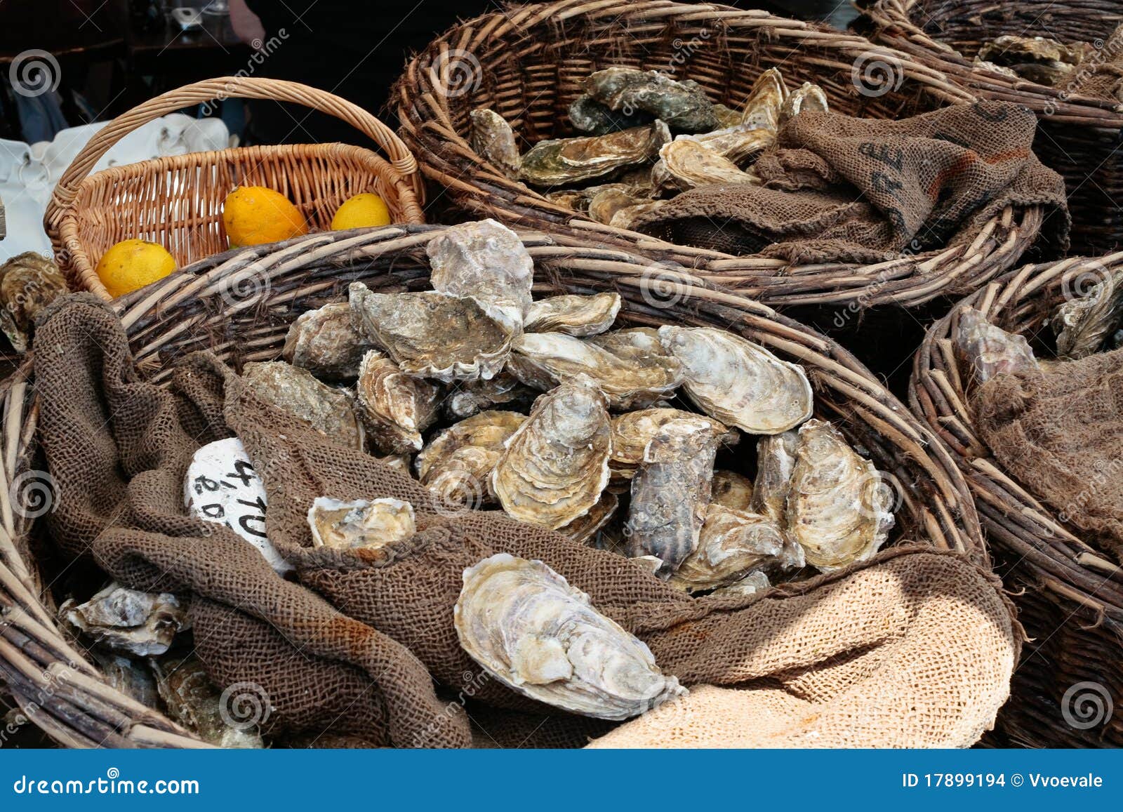 Huîtres fraîches au marché photo stock. Image du vivacité - 17899194