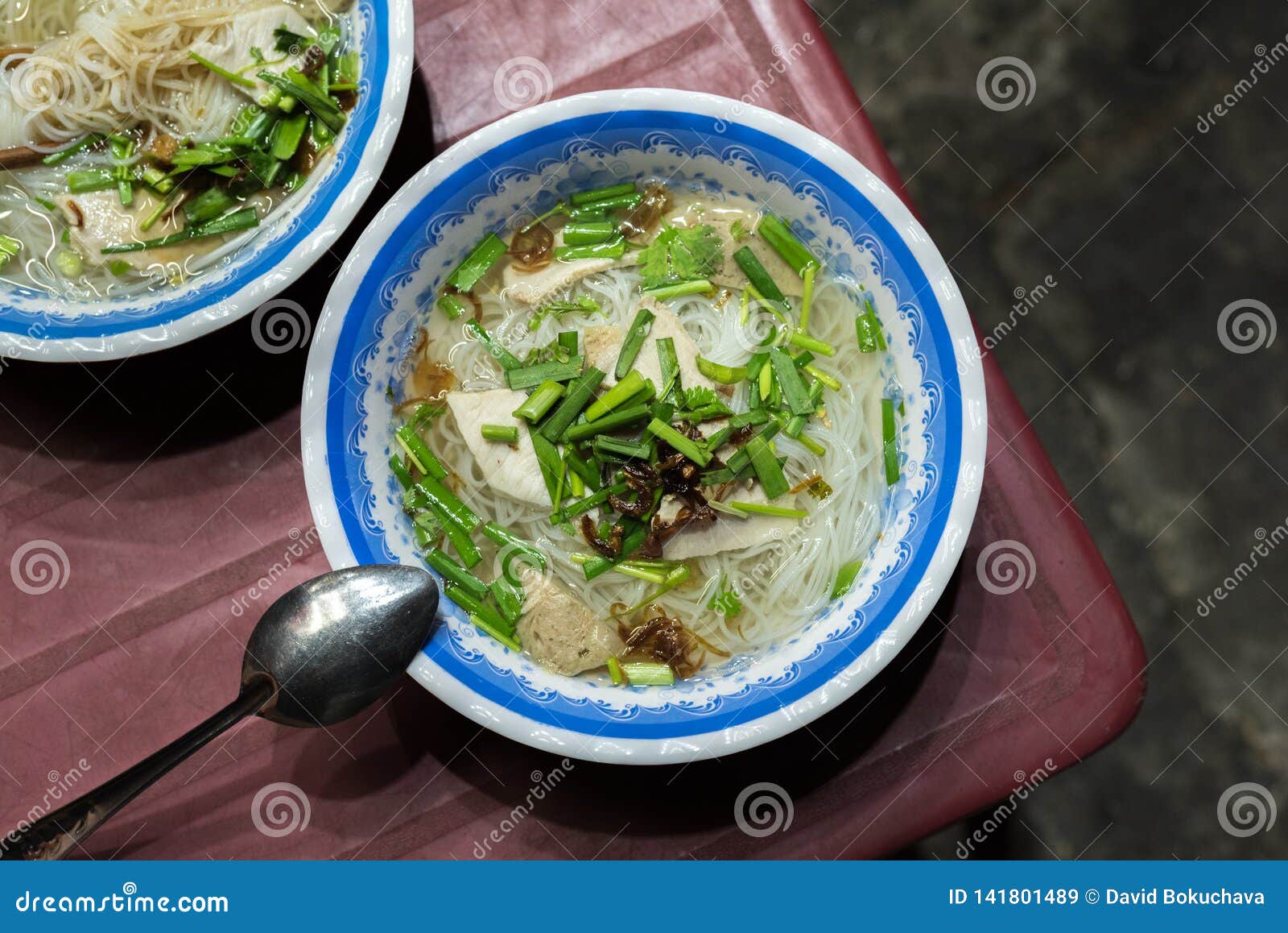 Hu Tieu Go, Vietnamese Soup in a Street Restaurant in Saigon City Stock