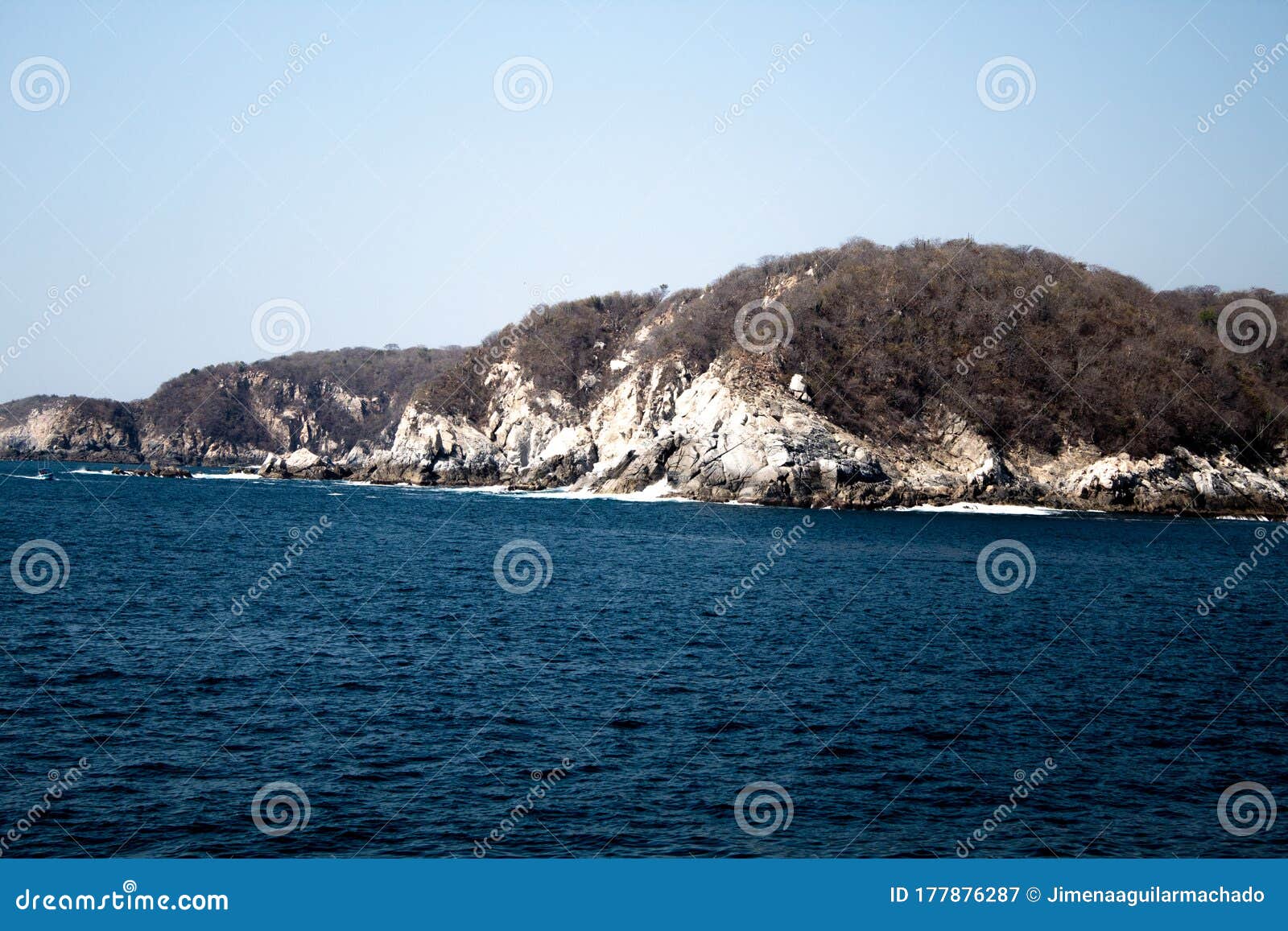 huatulco bay with blue ocean