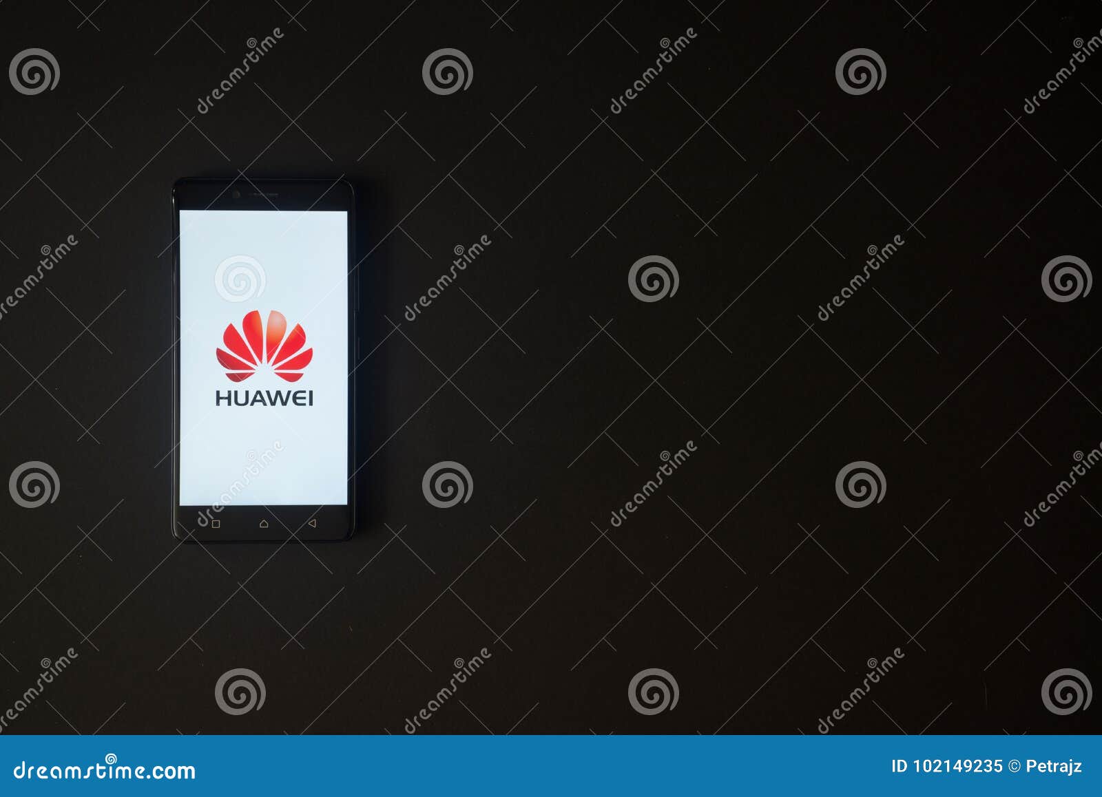 Huawei Logo On Smartphone Screen On Black Background Editorial