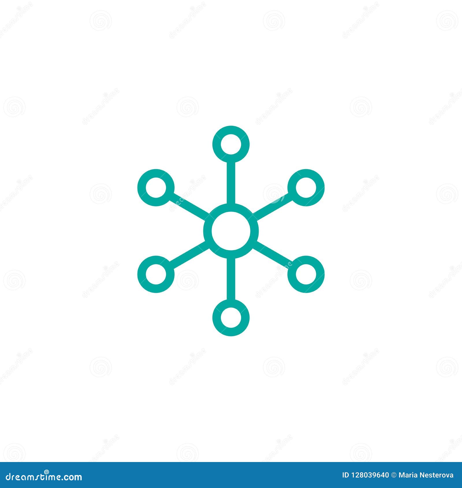 hub network connection line icon  on white. tech or technology logo. server or central database button.