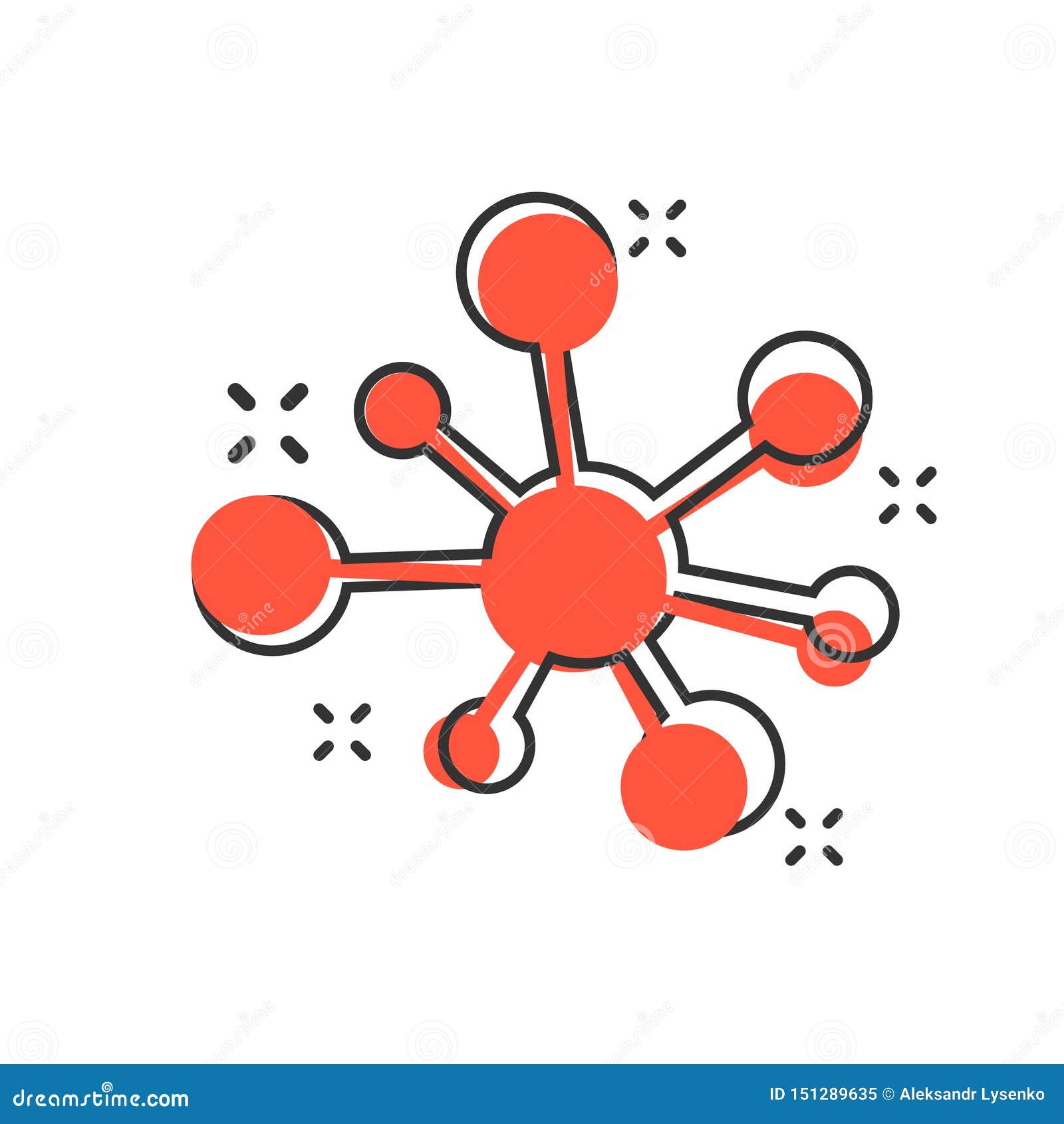 hub network connection sign icon in comic style. dna molecule  cartoon  on white  background. atom