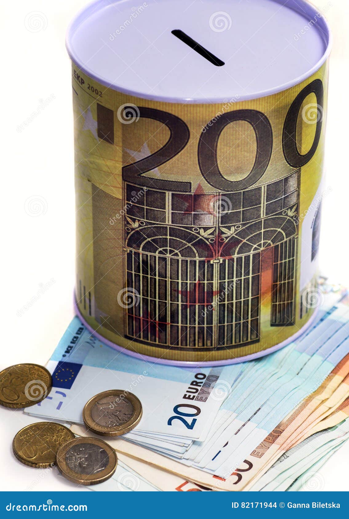 Hucha Para El Dinero Con La Imagen De Billetes De Banco Euro, Foto de  archivo - Imagen de reparto, préstamo: 82171944