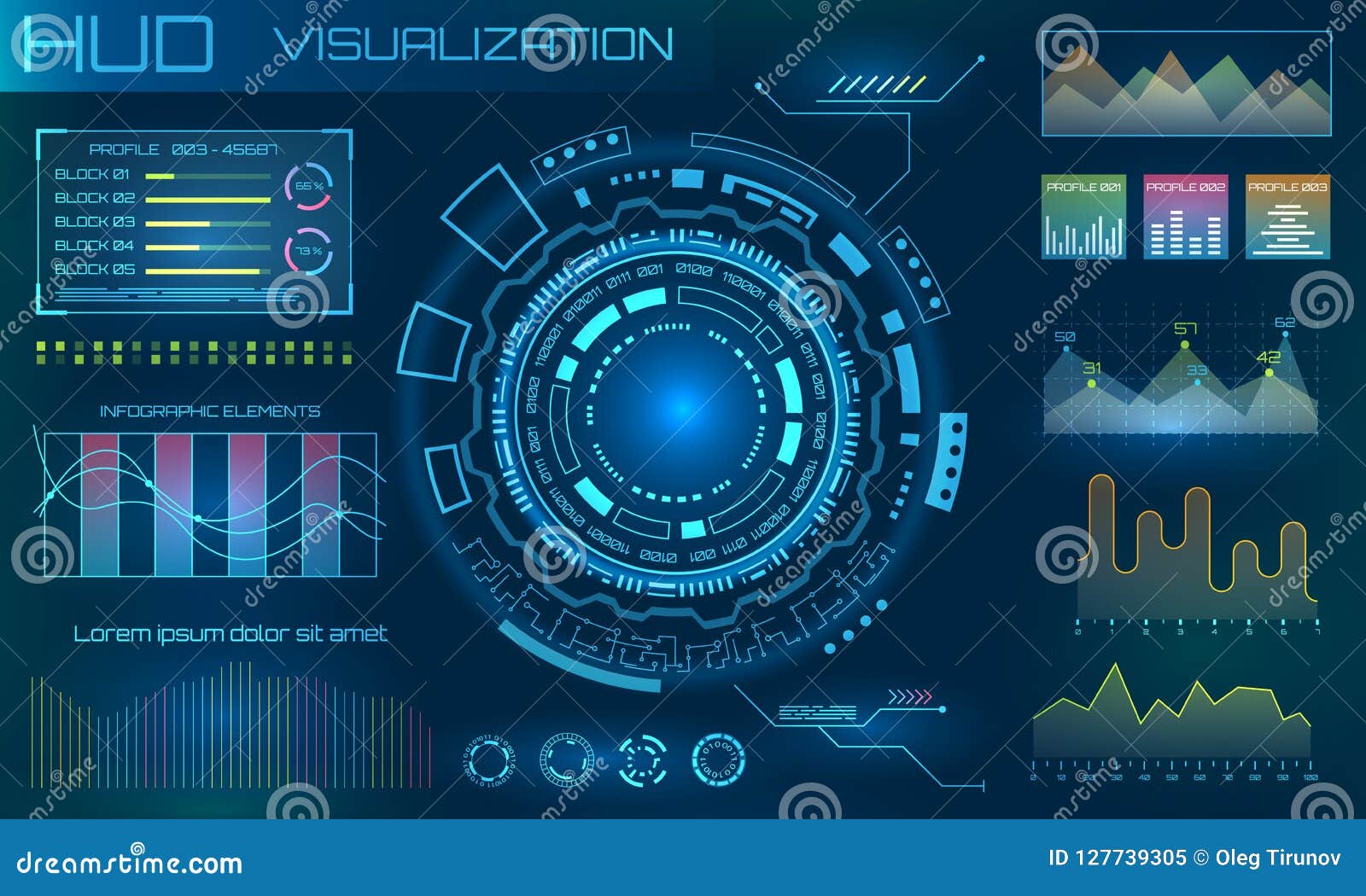 HUD Design Elements futurista Infographic o interfaz de la tecnología para la visualización de la información - vector del ejemplo