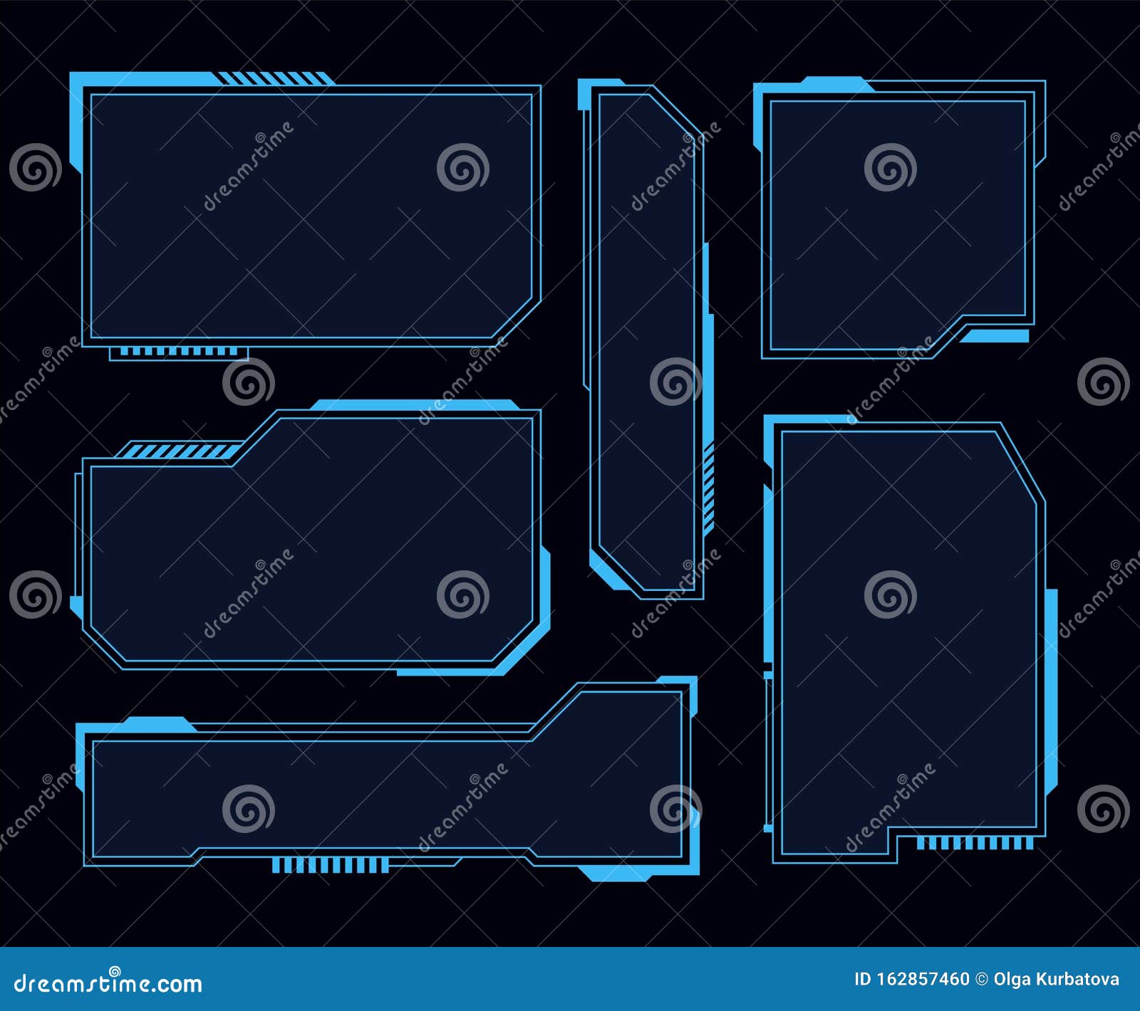 hud frames. futuristic modern user interface s, hud control panel. high tech screen digital hologram window